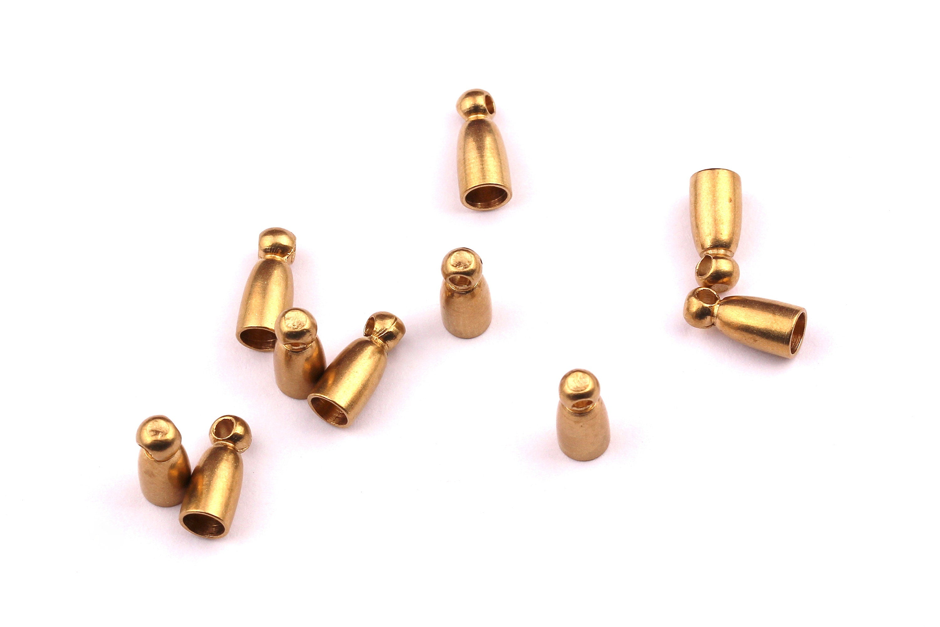 Brass Cord End Caps - Raw Brass Barrel End - Tassel End Caps - Cord Ends - Jewelry Supplies - 9x4mm hole inner diameter: 3.11mm - PP1168 - DOMEDBAZAAR