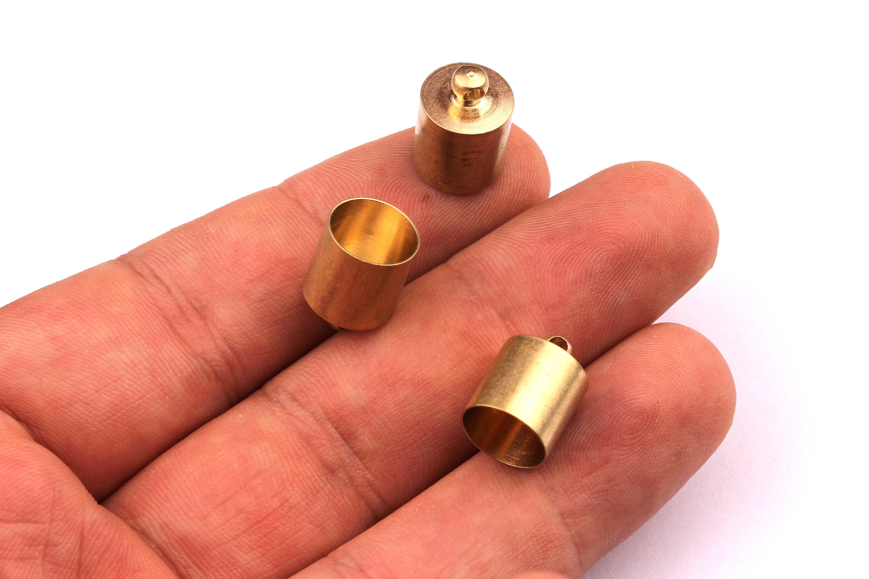 Brass Tassel End Caps - Raw Brass Barrel End - Cord End Caps - Cord Ends - Jewelry Supplies - 13.5x10mm - PP1170 - DOMEDBAZAAR
