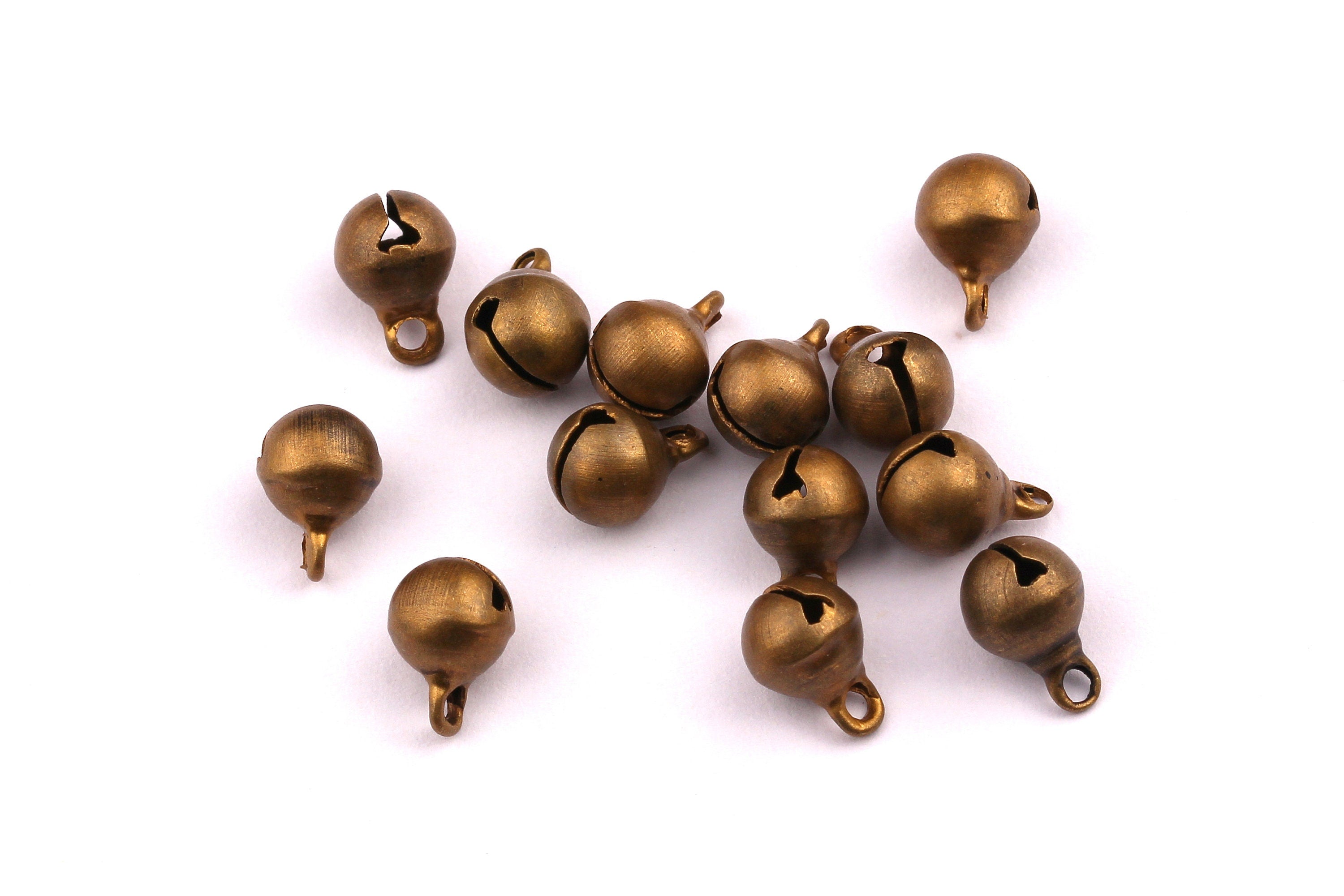 Brass Bell Charms - Raw Brass Ring Bead Charms - Antique Tone Bell - Jewelry Supplies - 9x6mm - PP1171 - DOMEDBAZAAR