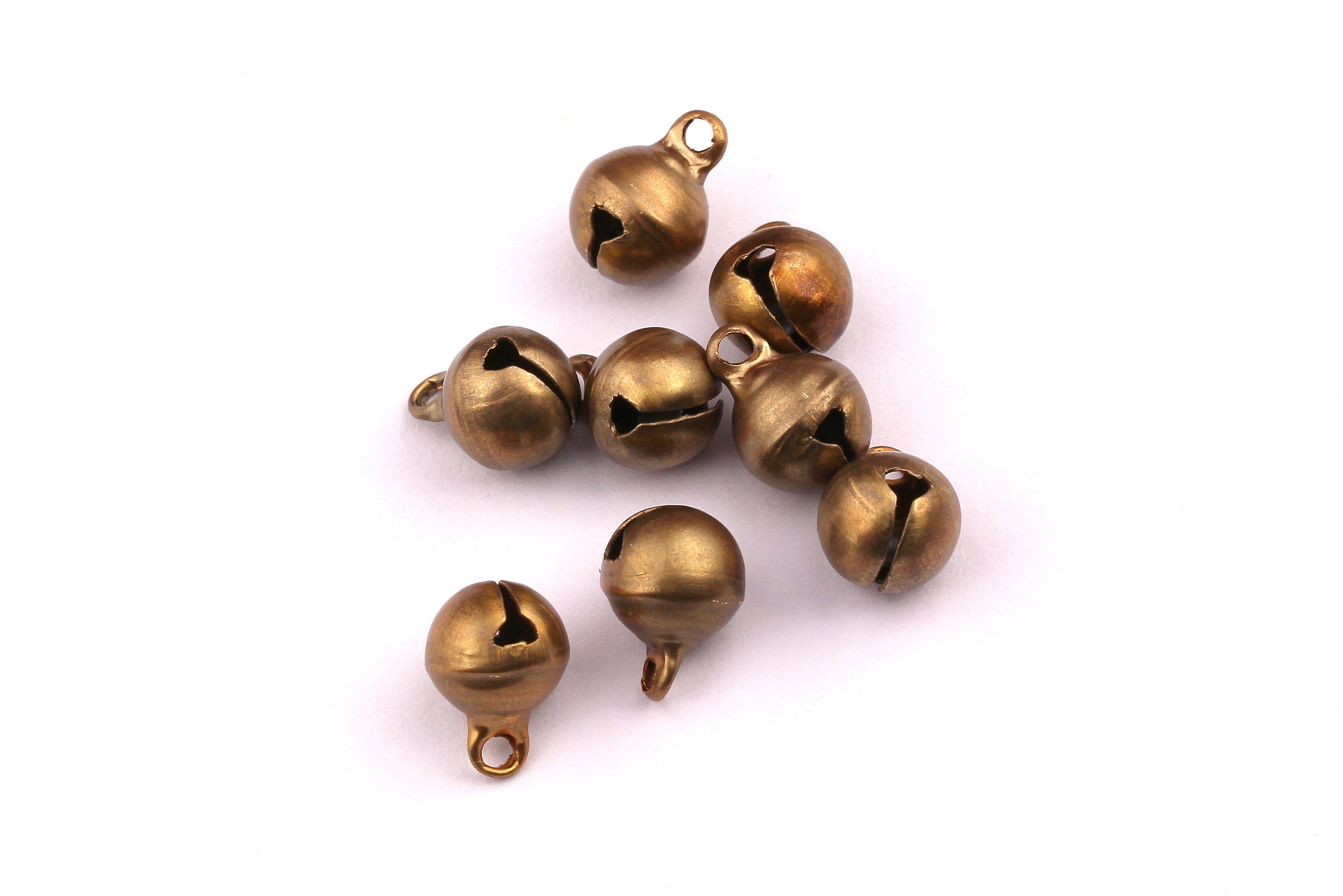 Brass Bell Charms - Raw Brass Ring Bead Charms - Antique Tone Bell - Jewelry Supplies - 10x7.5mm - PP1172 - DOMEDBAZAAR