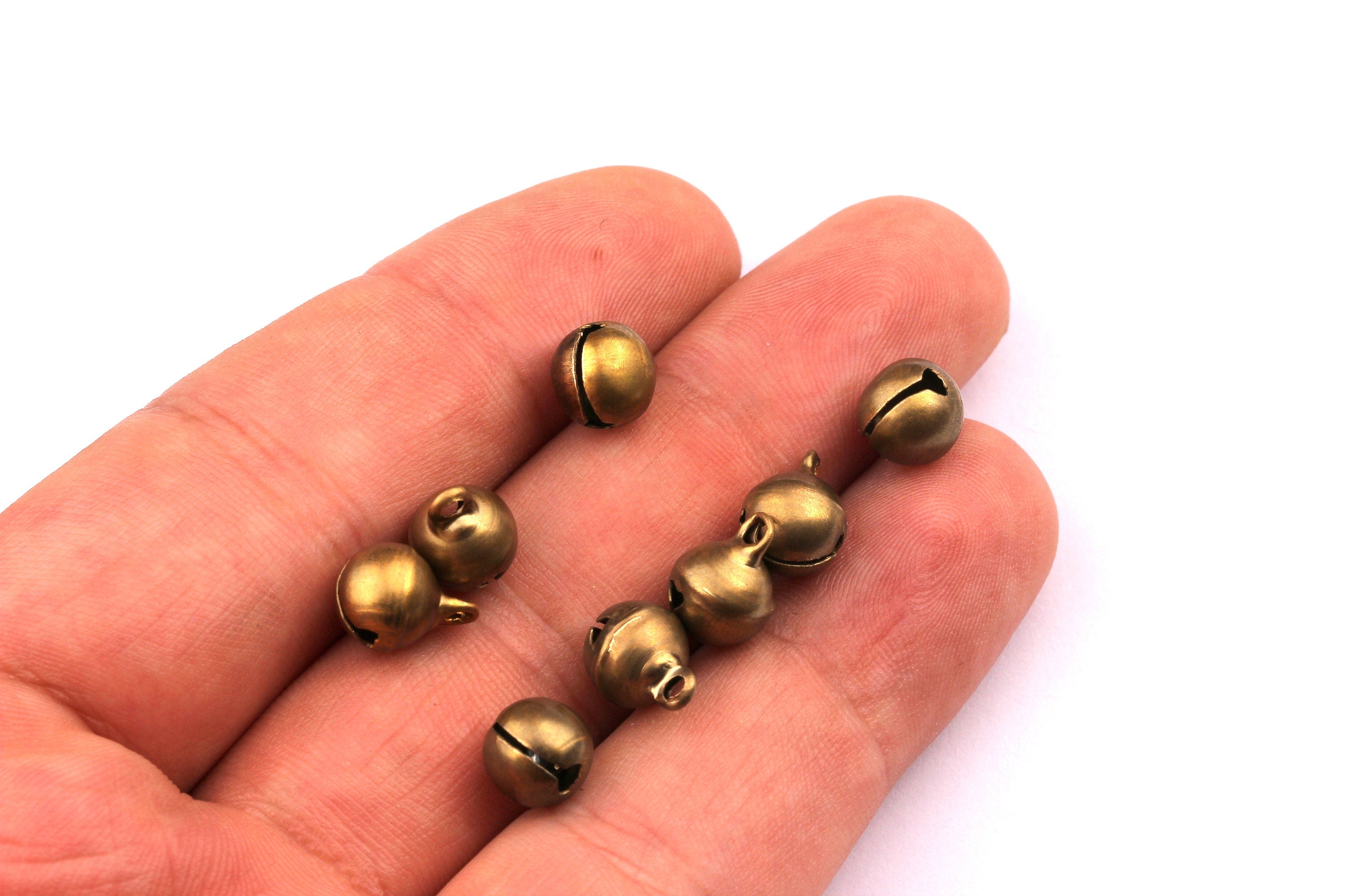 Brass Bell Charms - Raw Brass Ring Bead Charms - Antique Tone Bell - Jewelry Supplies - 10x7.5mm - PP1172 - DOMEDBAZAAR