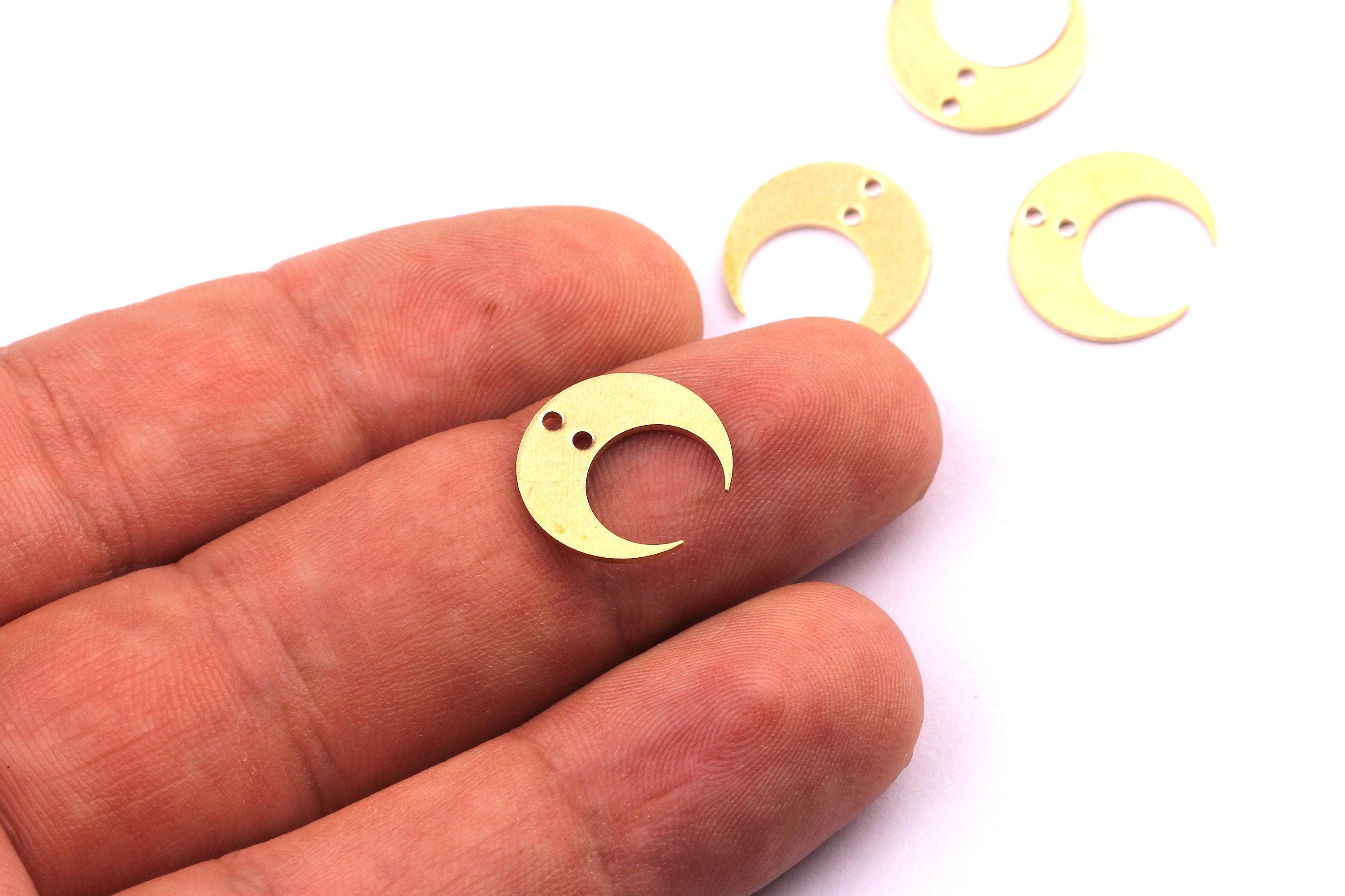 Brass Moon Charms - Moon Shaped Raw Brass Connector with 2 Holes - Jewelry Supplies - 14x0.8mm - PP1187 - DOMEDBAZAAR