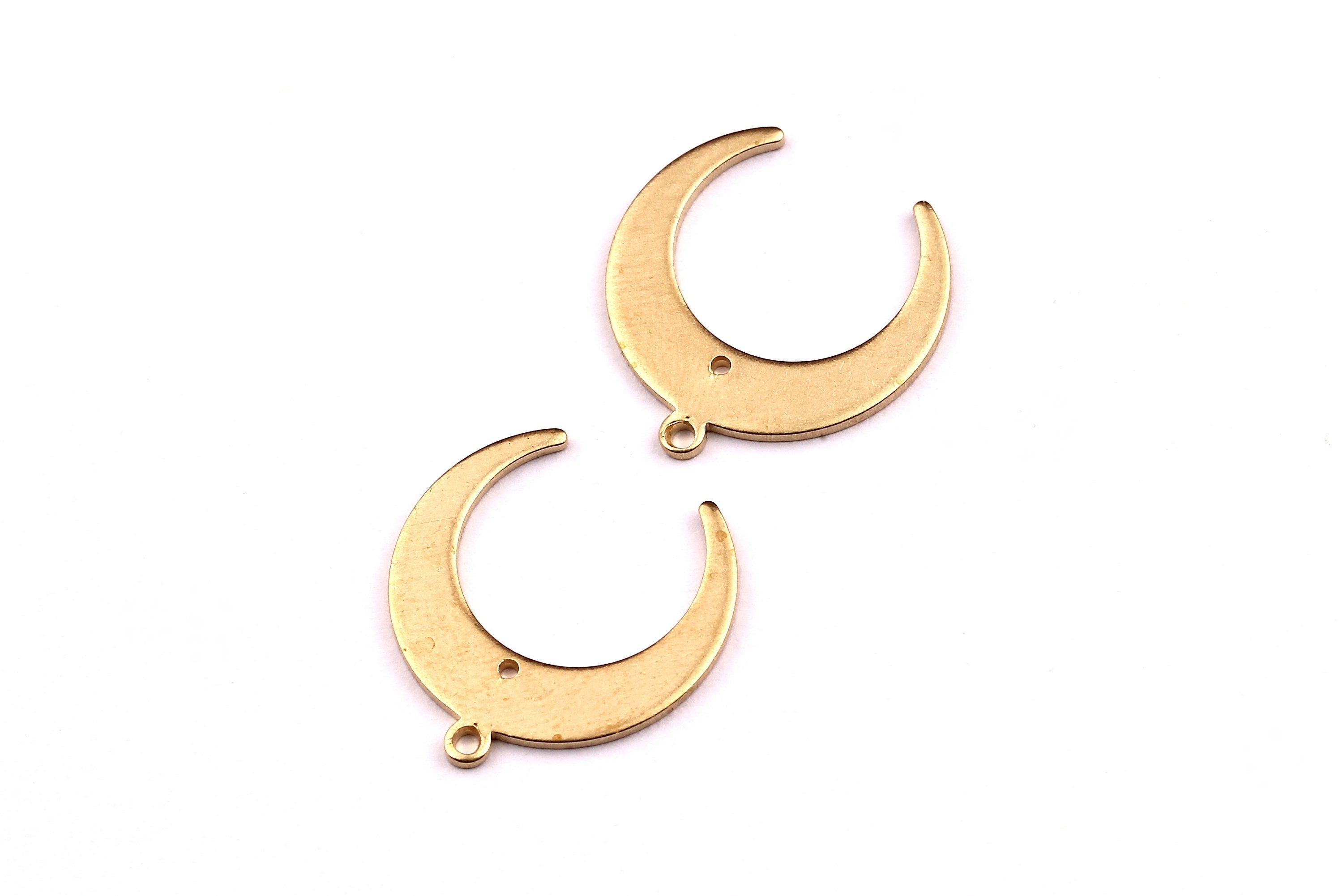 Brass Moon Charms - Crescent Shaped Raw Brass Connector - Jewelry Supplies - 18.4x17.4x1mm - PP1190 - DOMEDBAZAAR