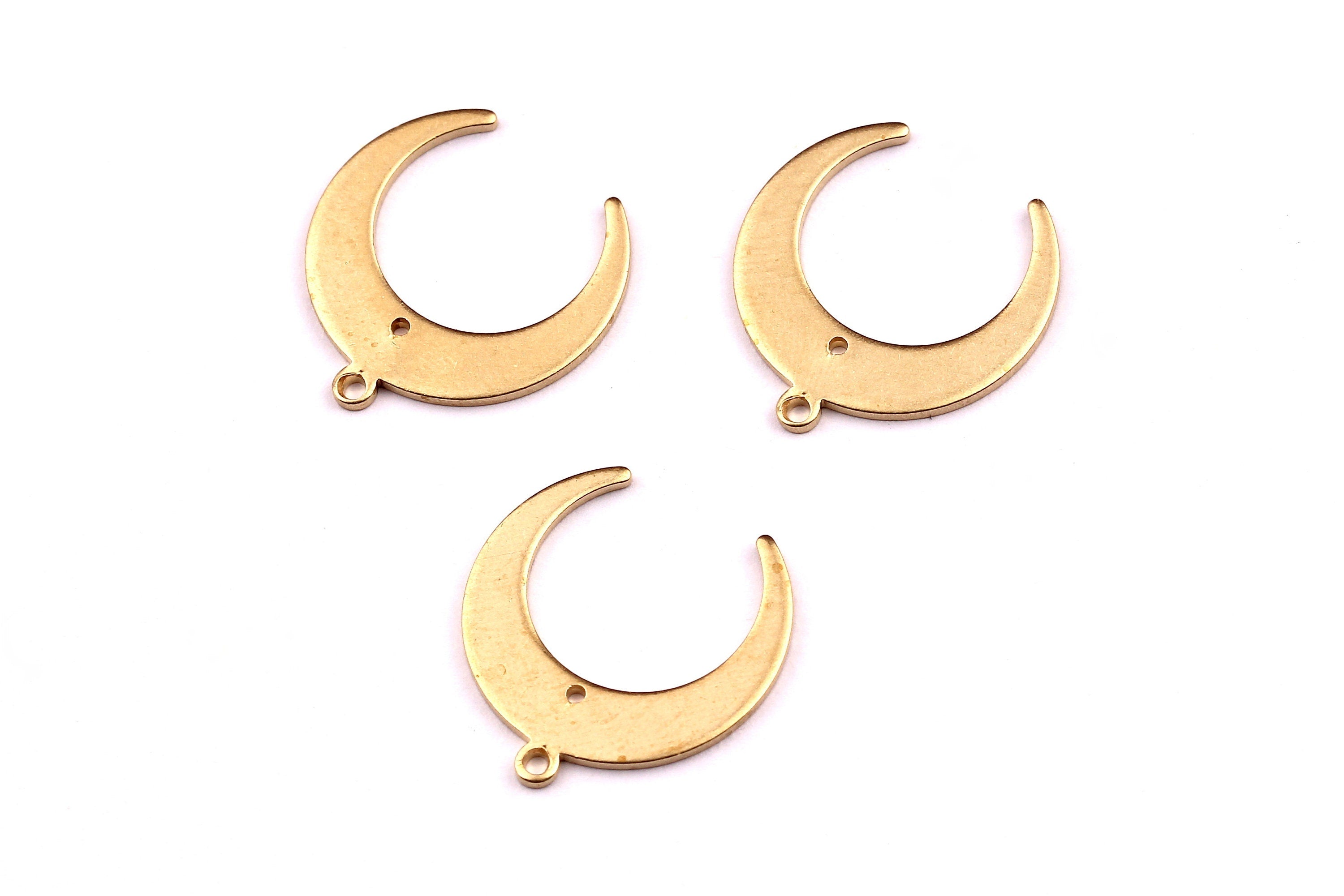 Brass Moon Charms - Crescent Shaped Raw Brass Connector - Jewelry Supplies - 18.4x17.4x1mm - PP1190 - DOMEDBAZAAR