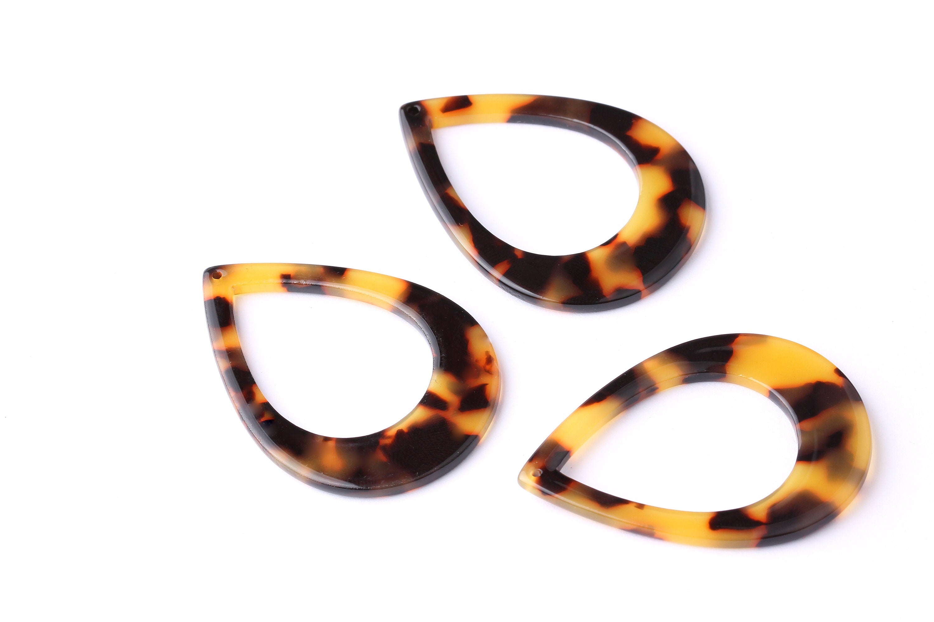 Acetate Drop Charms - Tortoise Shell Earrings - Drop Earrings and Pendant - Jewelry Making Supplies - Color Code: A01 - 46x33x2.5mm- AC1022C - DOMEDBAZAAR