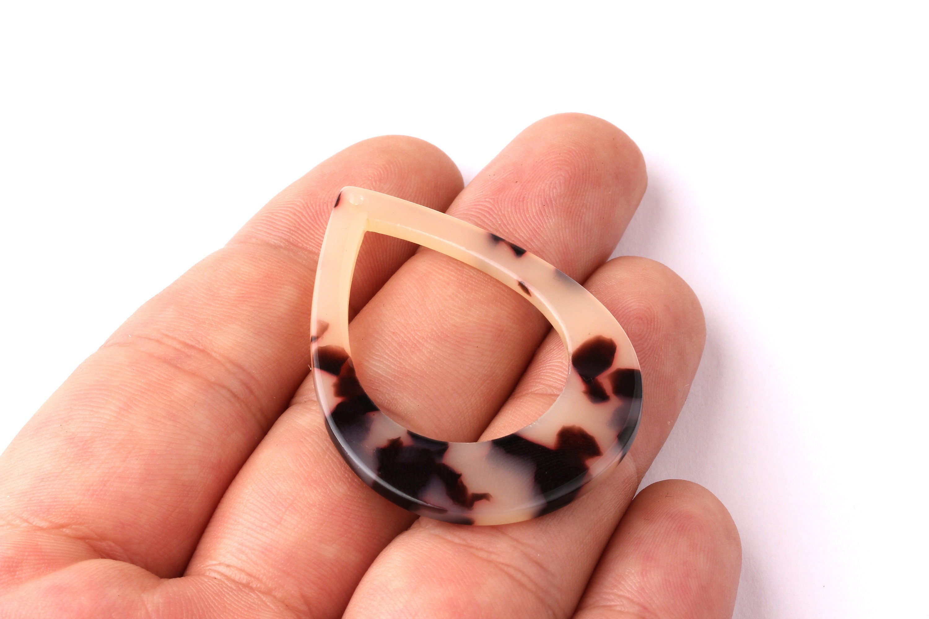 Acetate Drop Charms - Blonde Tortoise Shell Earrings - Drop Earrings and Pendant - Color Code: A06 - 46x33x2.5mm - AC1022D - DOMEDBAZAAR