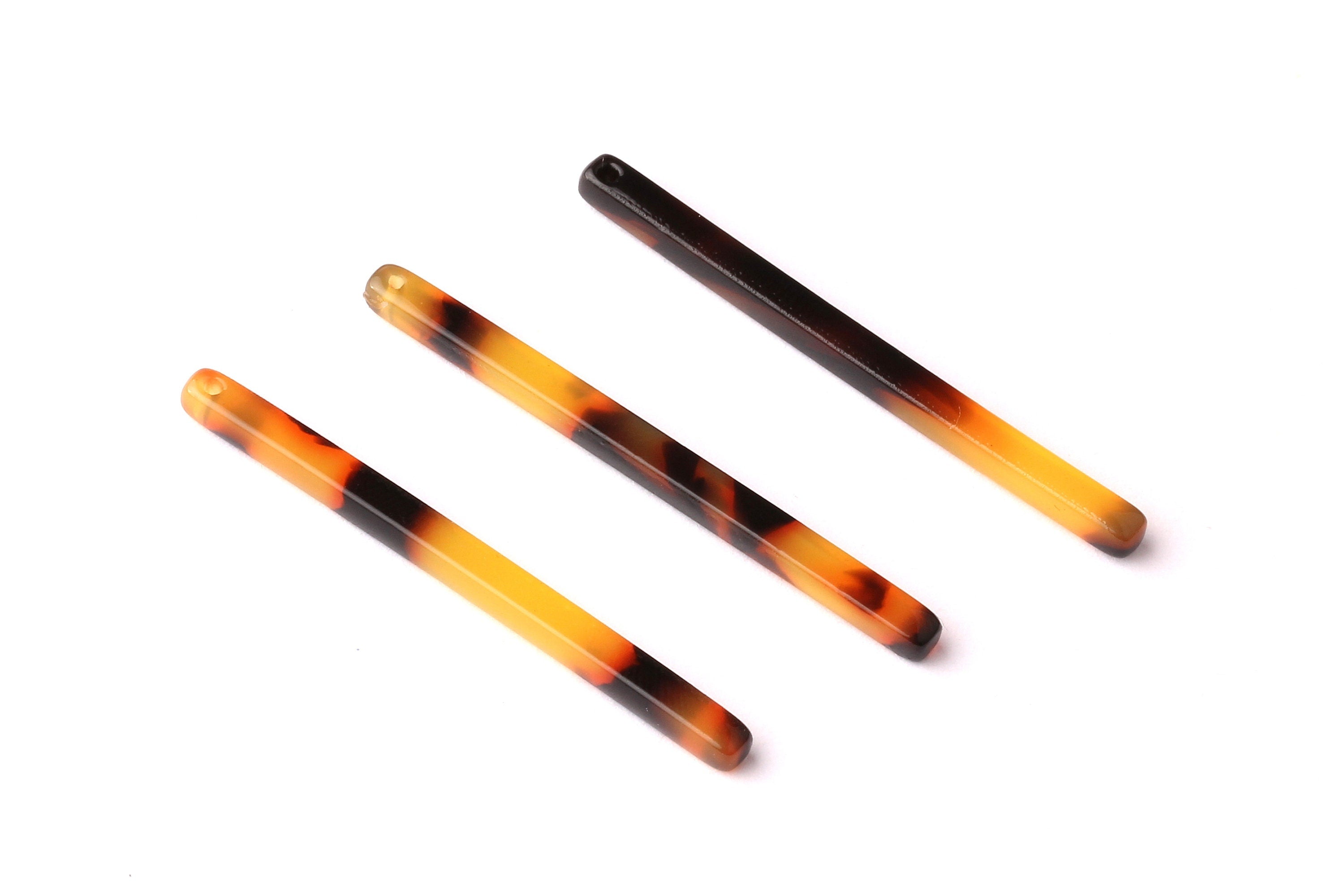 Acetate Stick Charms - Tortoise Shell Earrings - Stick Earrings and Pendant - Jewelry Supplies - Color Code: A02 - 39x2.65x2.85mm - AC1041D - DOMEDBAZAAR