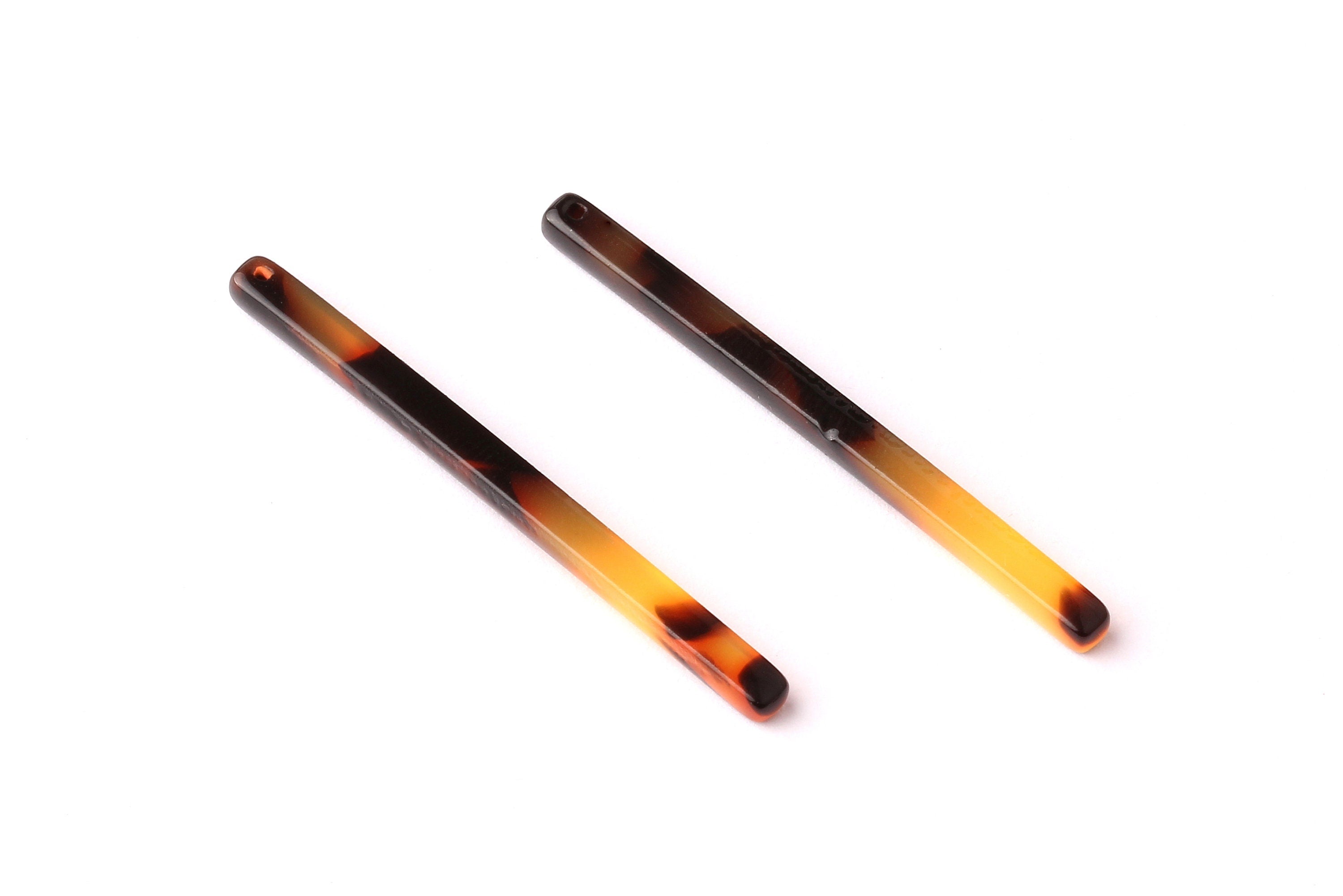 Acetate Stick Charms - Tortoise Shell Earrings - Stick Earrings and Pendant - Jewelry Supplies - Color Code: A02 - 39x2.65x2.85mm - AC1041D - DOMEDBAZAAR