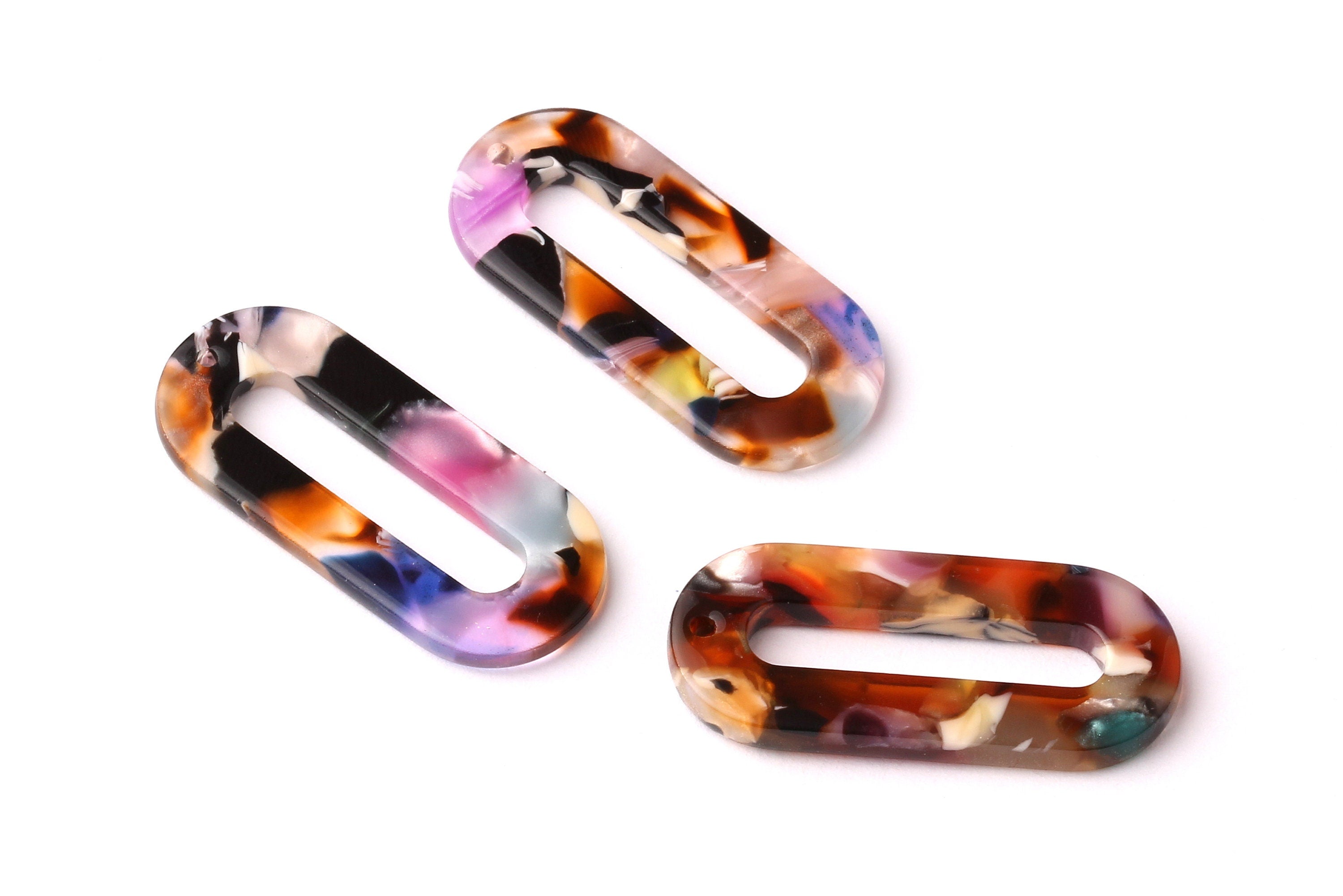 Acetate Oval & Zero Charms - Oval Earrings and Pendant - Earring Findings - Jewelry Supplies - Color Code: A11 - 30x13.5x2.26mm - AC1033G - DOMEDBAZAAR
