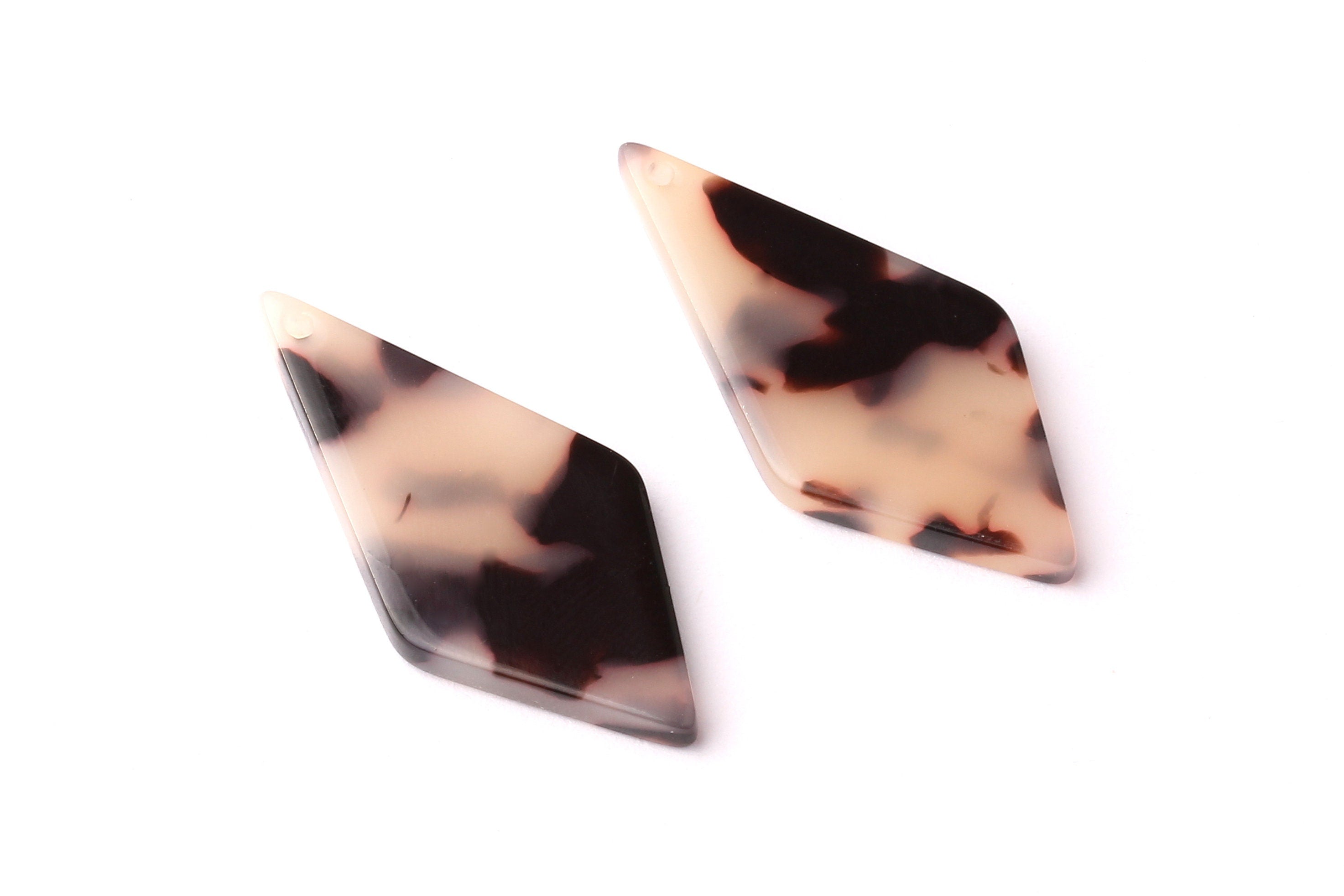 Acetate Diamond Charms - Blonde Tortoise Shell Earrings - Diamond Earrings and Pendant- Color Code: A07 - 32x15x2.6mm - AC1067-A07 - DOMEDBAZAAR