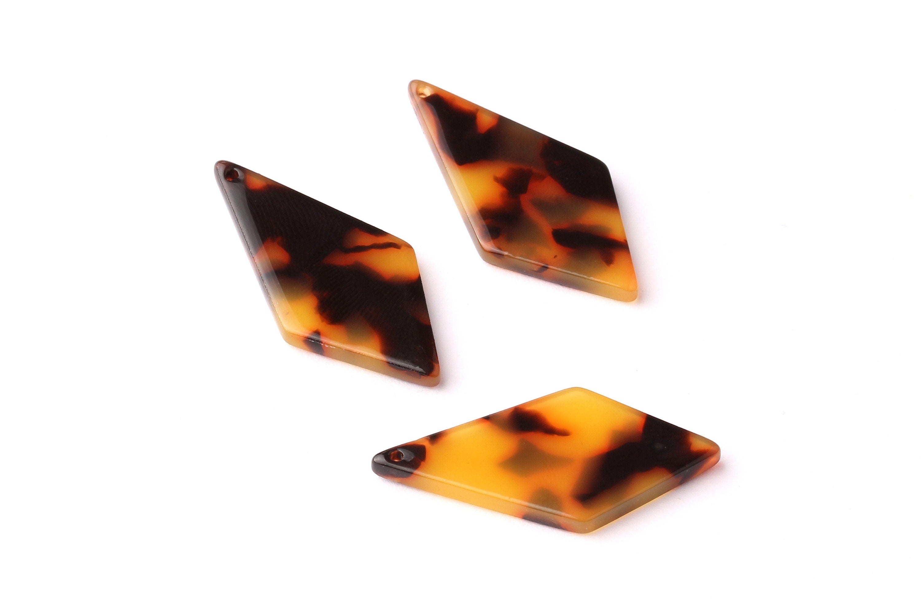 Acetate Diamond Charms - Tortoise Shell Earrings - Diamond Pendant - Jewelry Making Supplies - Color Code: A01 - 31x15x2.6mm - AC1067-A01 - DOMEDBAZAAR