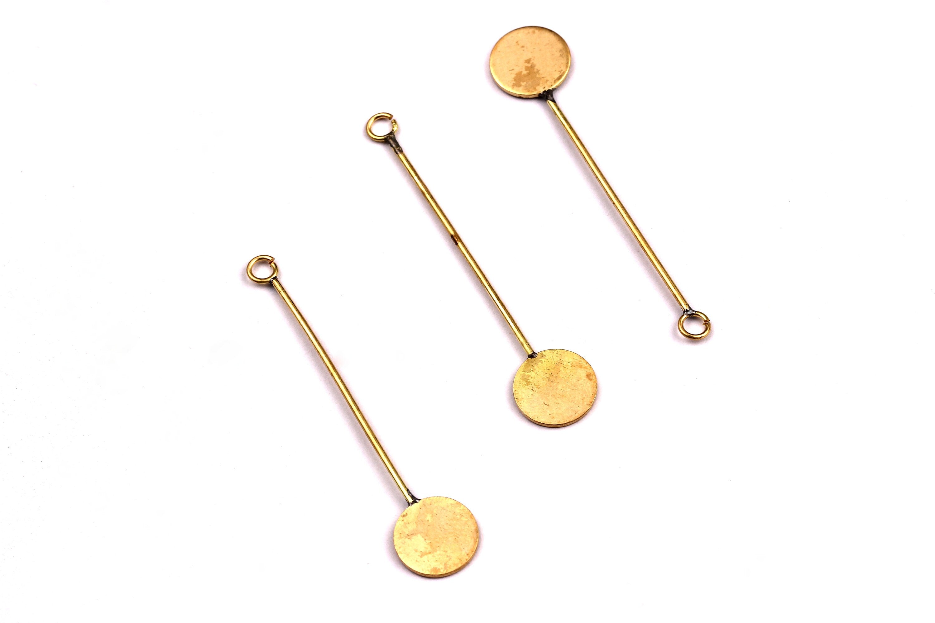 Raw Brass Earring Charms - Circle Shaped Earrings - Geometric Charms - Jewelry Supplies for Earrings - 48x9.5mm PP1334 - DOMEDBAZAAR
