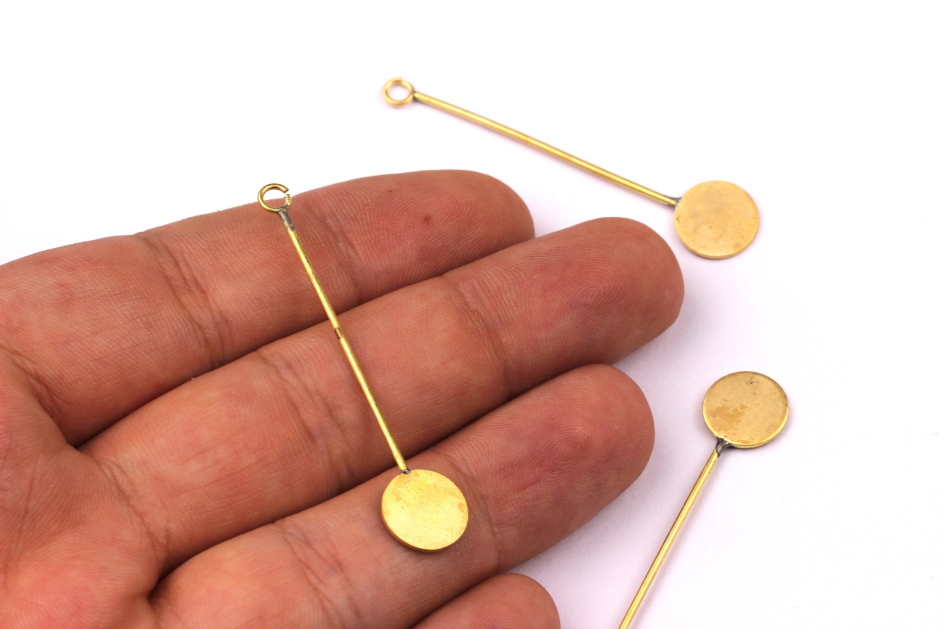 Raw Brass Earring Charms - Circle Shaped Earrings - Geometric Charms - Jewelry Supplies for Earrings - 48x9.5mm PP1334 - DOMEDBAZAAR