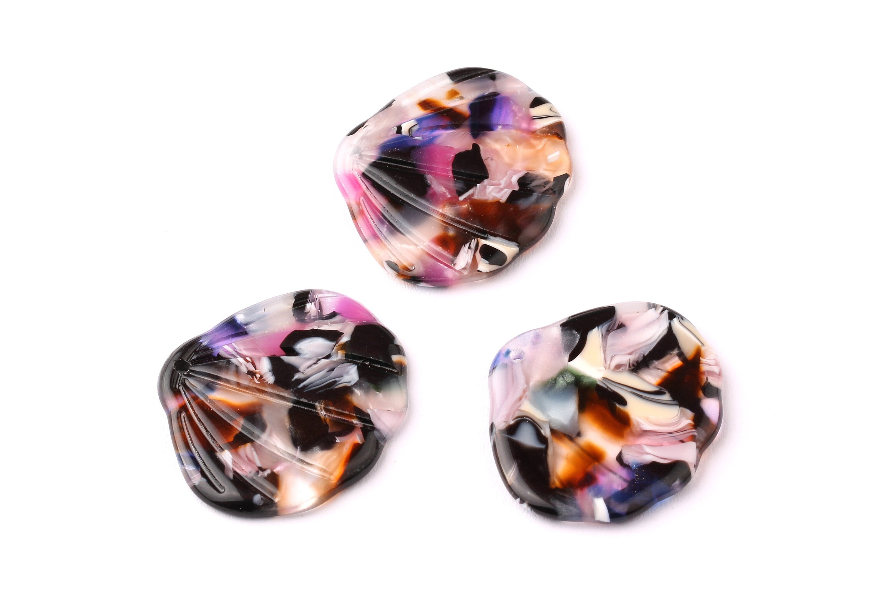 Acetate Shell Charms - Shell Earrings and Pendant - Earring Findings - Jewelry Supplies - Color Code: A11 - 25x29x2.25mm - AC1051A - DOMEDBAZAAR