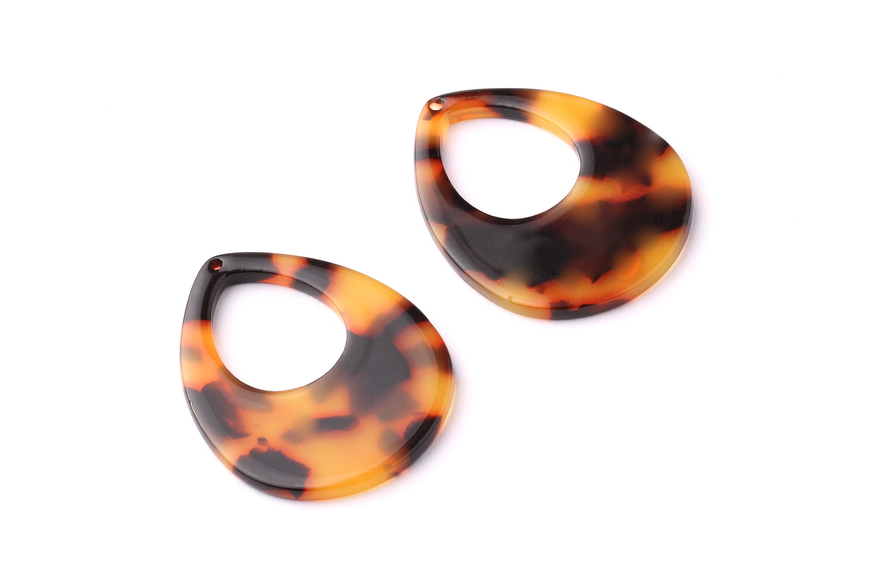 Acetate Drop Charms - Tortoise Shell Earrings - Drop Earings and Pendant - Jewelry Making Supplies - Color Code: A01 - 36x28x2.5mm - AC1062A - DOMEDBAZAAR