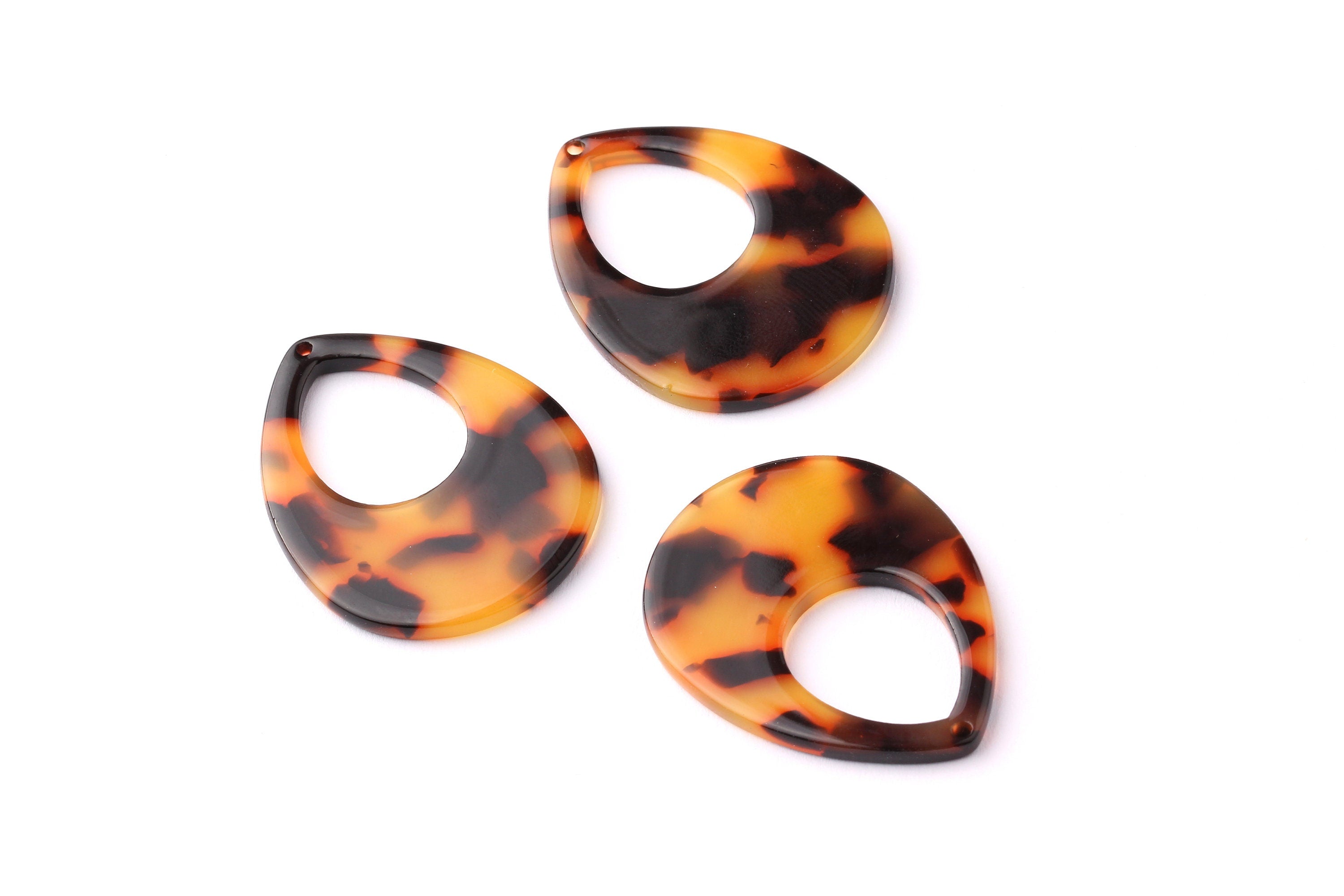 Acetate Drop Charms - Tortoise Shell Earrings - Drop Earings and Pendant - Jewelry Making Supplies - Color Code: A01 - 36x28x2.5mm - AC1062A - DOMEDBAZAAR
