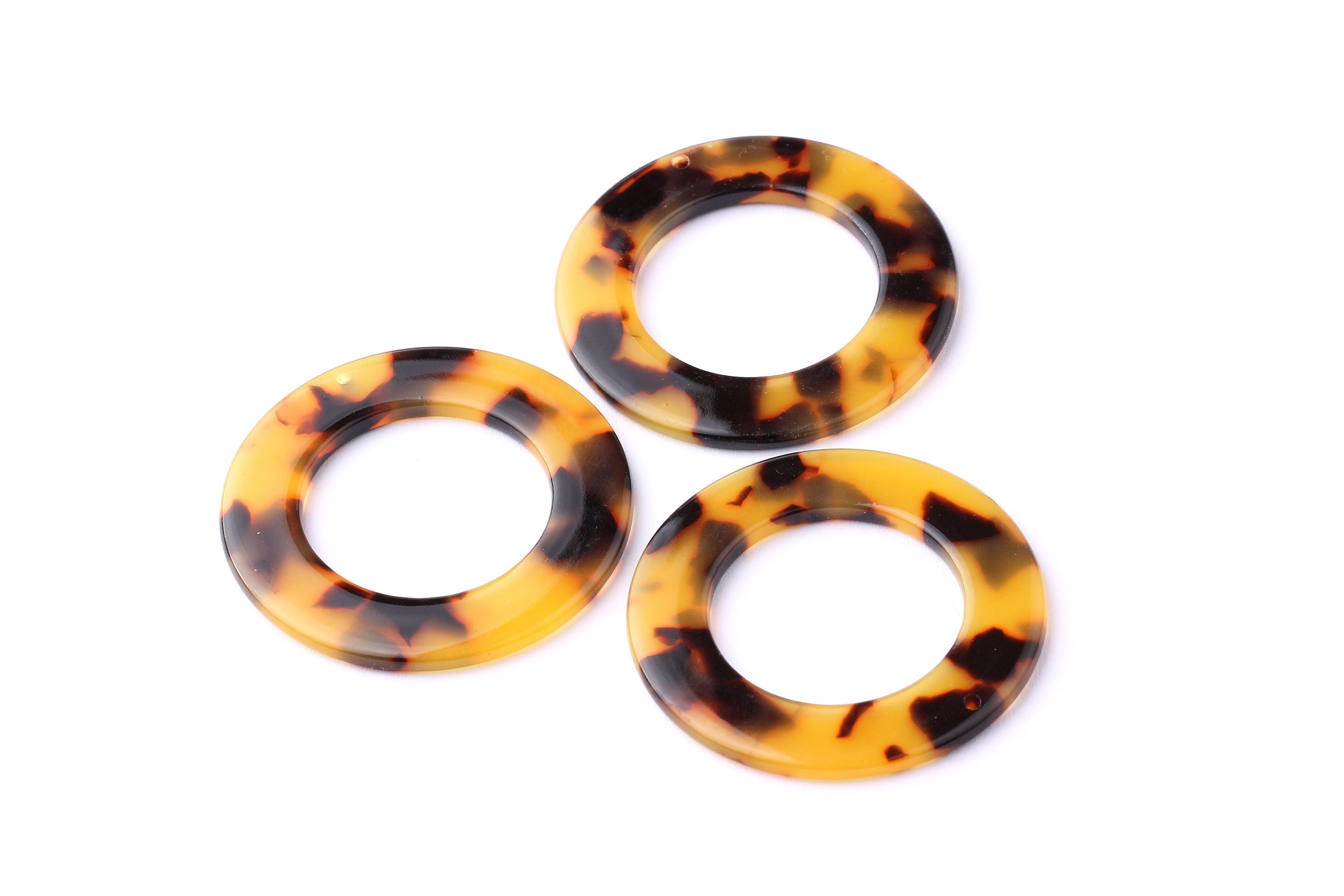Acetate Circle Charms - Tortoise Shell Earrings - Circle Pendant - Jewelry Making Supplies - Color Code: A02 - 39.8x39.8x2.55mm - AC1070A - DOMEDBAZAAR