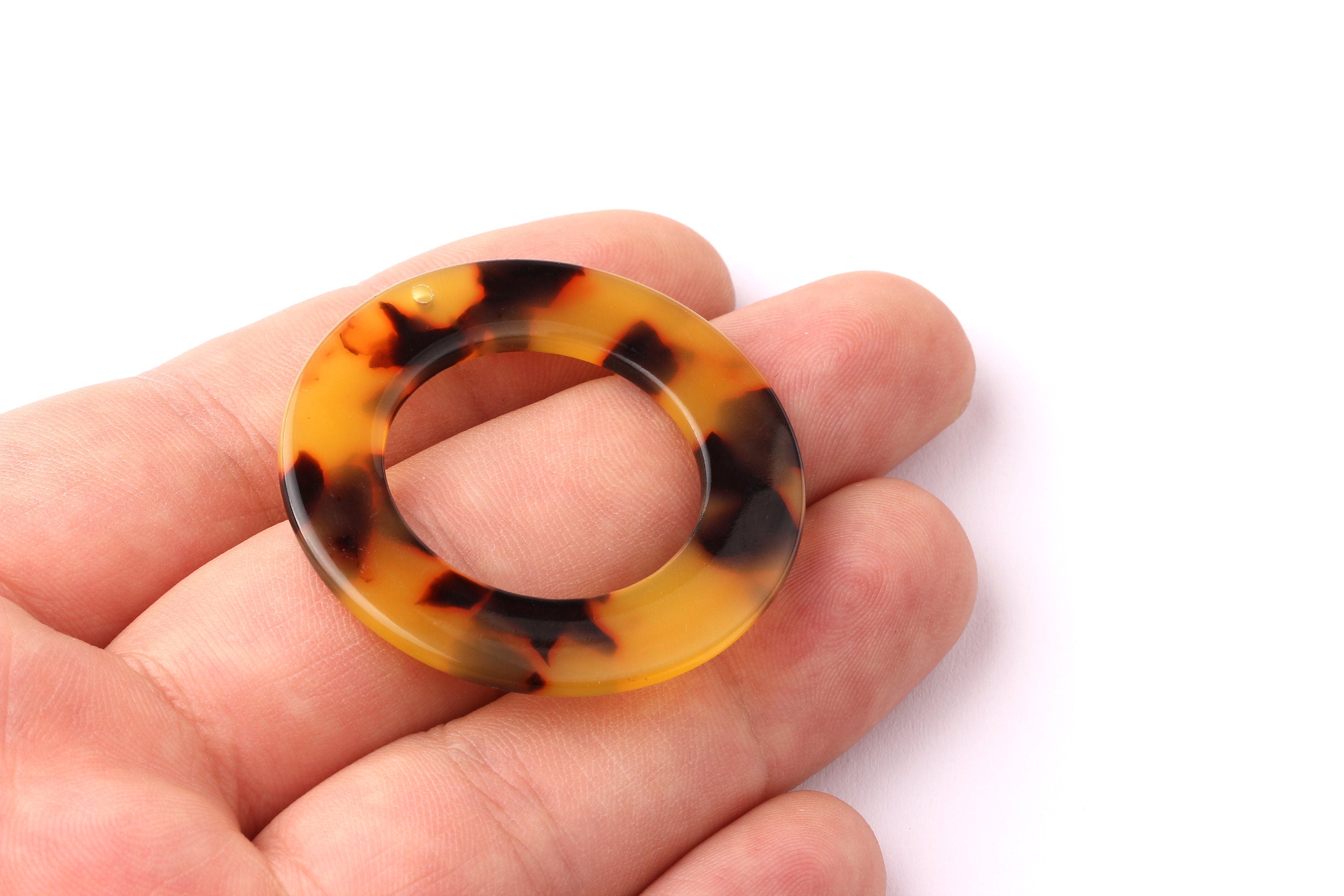 Acetate Circle Charms - Tortoise Shell Earrings - Circle Pendant - Jewelry Making Supplies - Color Code: A02 - 39.8x39.8x2.55mm - AC1070A - DOMEDBAZAAR