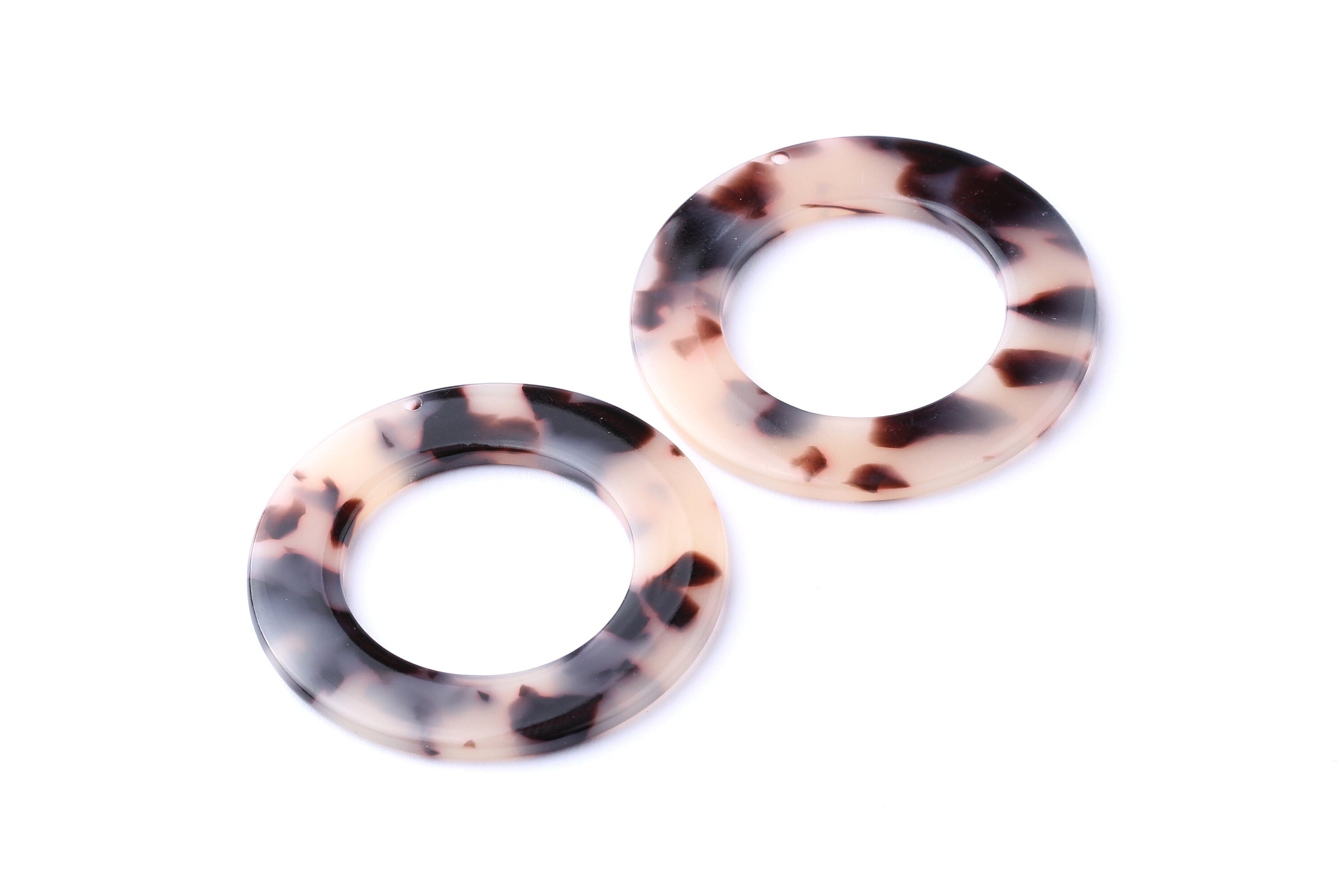 Acetate Circle Charms - Blonde Tortoise Shell Earrings - Circle Earrings and Pendant - Color Code: A06 - 39.8x39.8x2.55mm - AC1070B - DOMEDBAZAAR