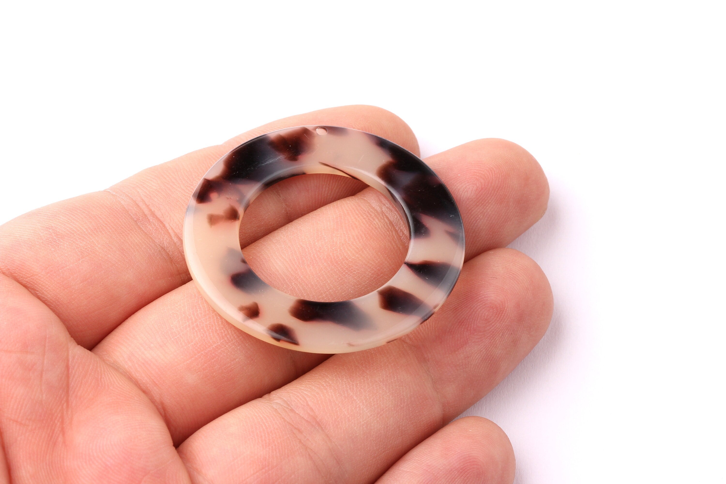 Acetate Circle Charms - Blonde Tortoise Shell Earrings - Circle Earrings and Pendant - Color Code: A06 - 39.8x39.8x2.55mm - AC1070B - DOMEDBAZAAR