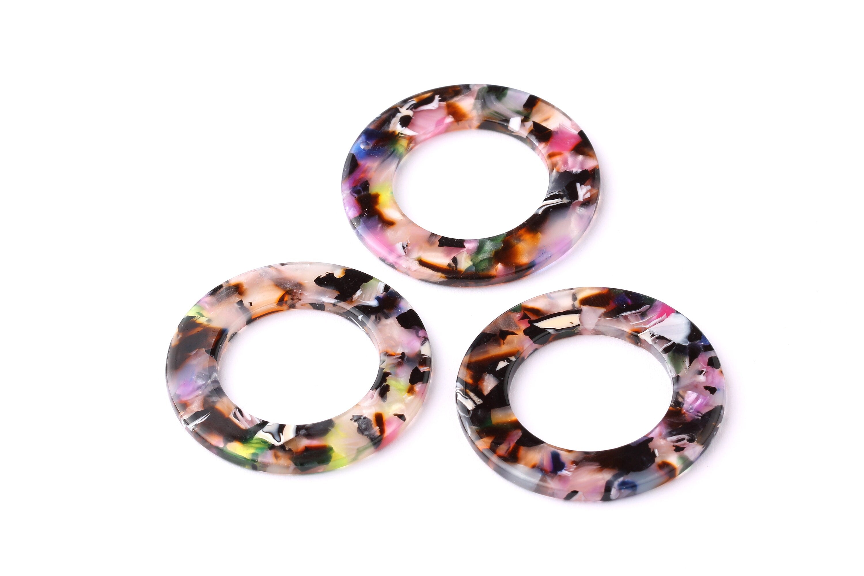 Acetate Circle Charms - Circle Earrings and Pendant - Earring Findings - Jewelry Supplies - Color Code: A11 - 39.8x39.8x2.55mm - AC1070C - DOMEDBAZAAR