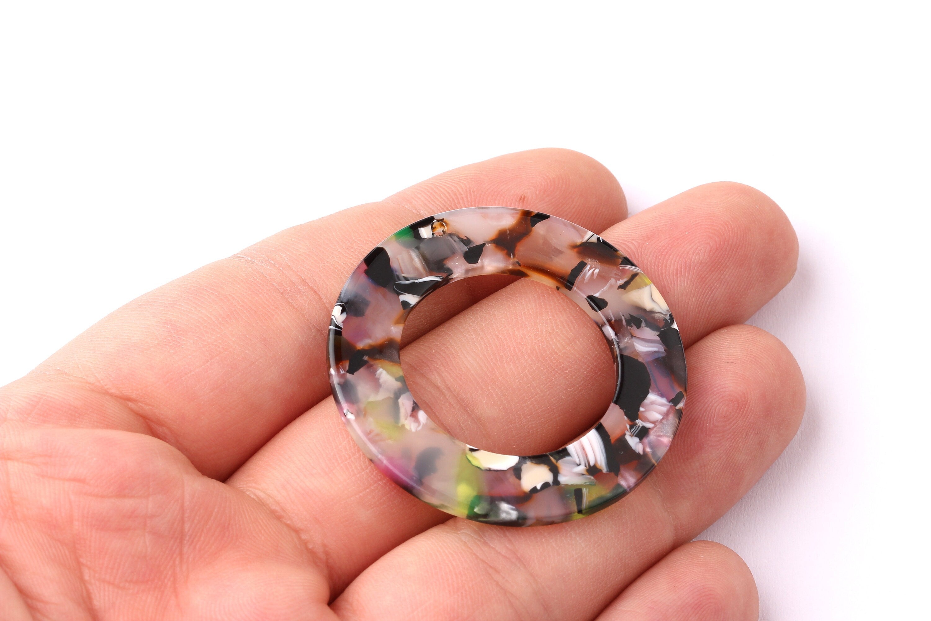 Acetate Circle Charms - Circle Earrings and Pendant - Earring Findings - Jewelry Supplies - Color Code: A11 - 39.8x39.8x2.55mm - AC1070C - DOMEDBAZAAR