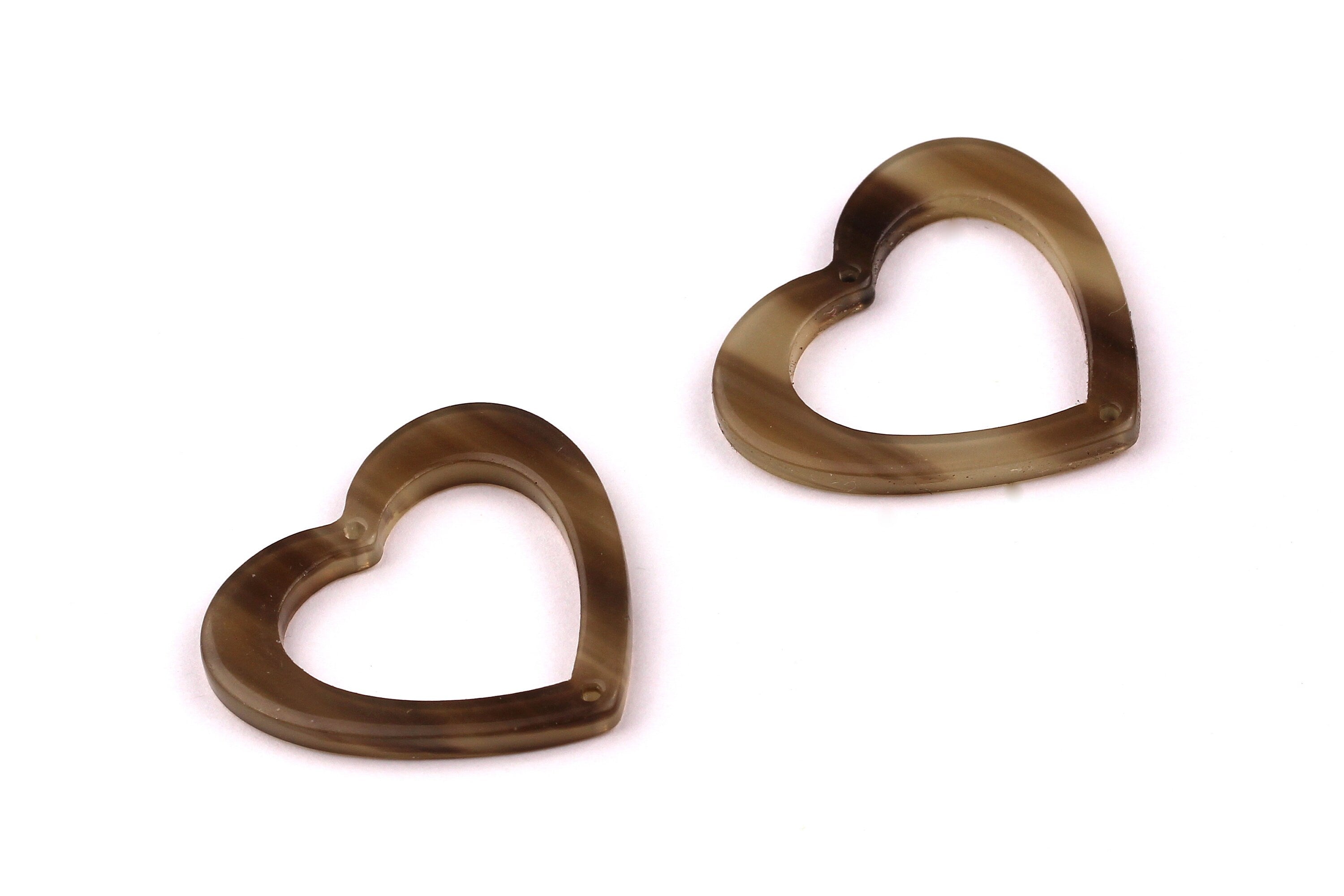 Acetate Heart Charms - Heart Earrings and Pendant - Earring Findings - Jewelry Supplies - Color Code: A88 - 28x31x24mm - AC1017B - DOMEDBAZAAR