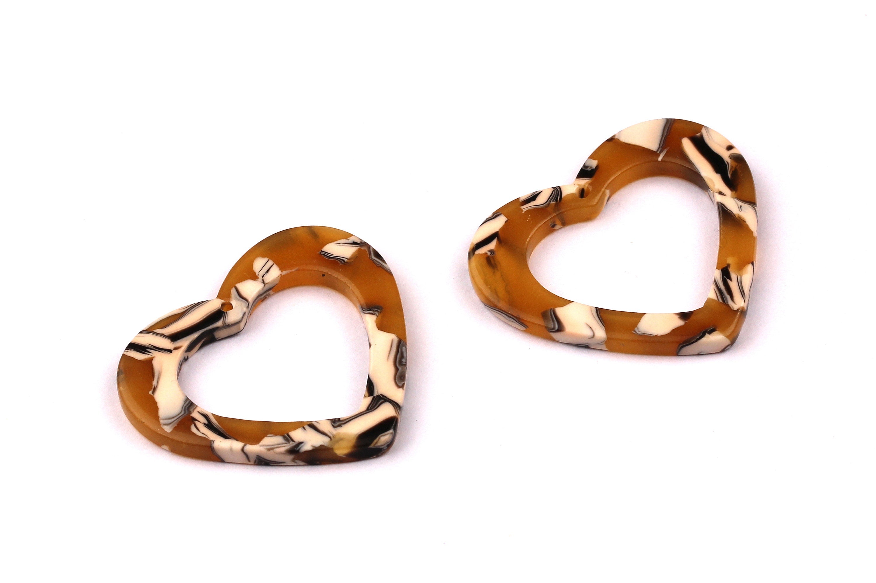 Acetate Heart Charms - Heart Earrings and Pendant - Earring Findings - Jewelry Supplies - Color Code: A14 - 28x31x2.4mm - AC1017C - DOMEDBAZAAR