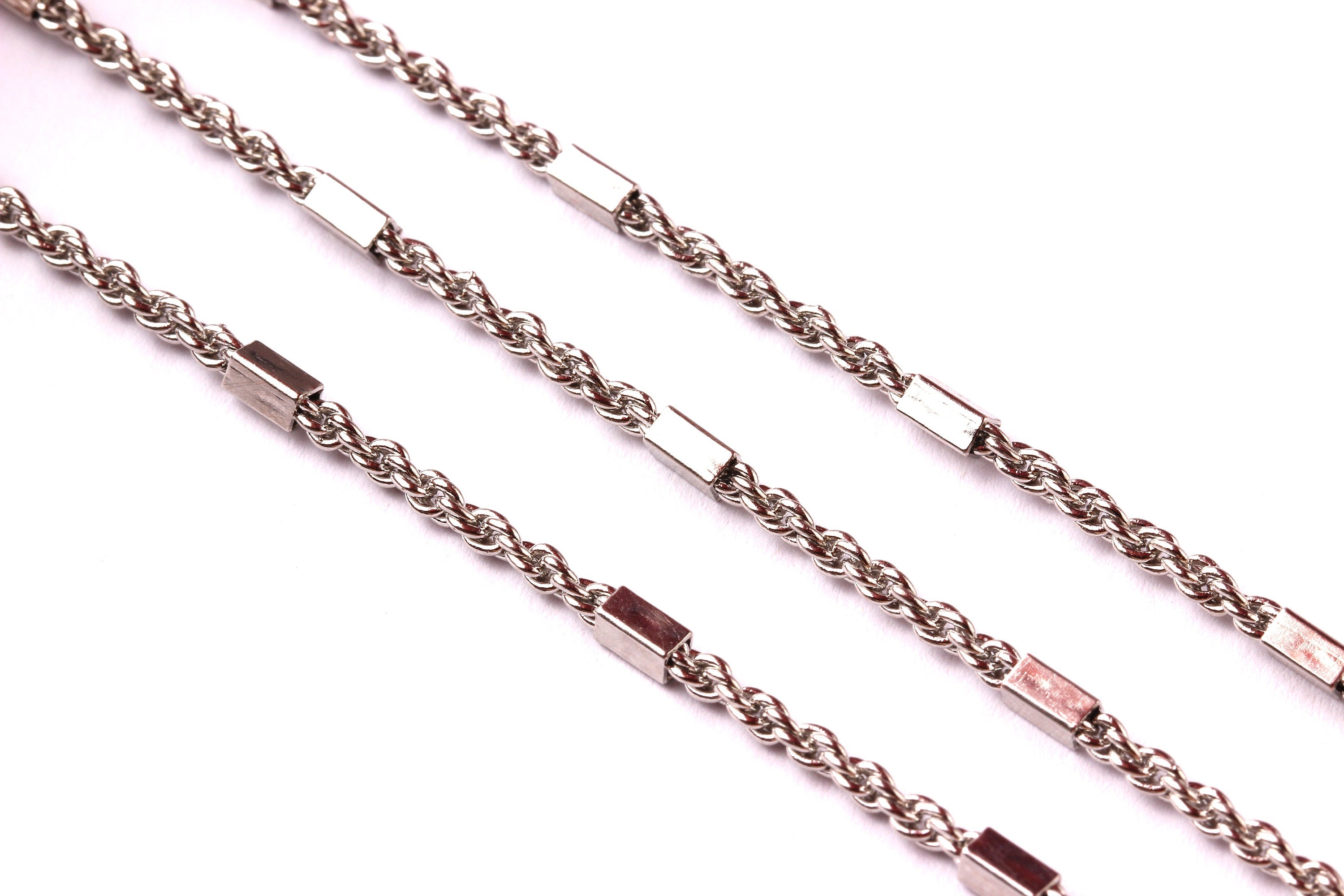 Bar Satellite Rope Chain - Brass Chain- Silver Plated - Soldered - 0.08&quot; - for Necklace Bracelet Earing Jewellery Making - CC1010 - DOMEDBAZAAR