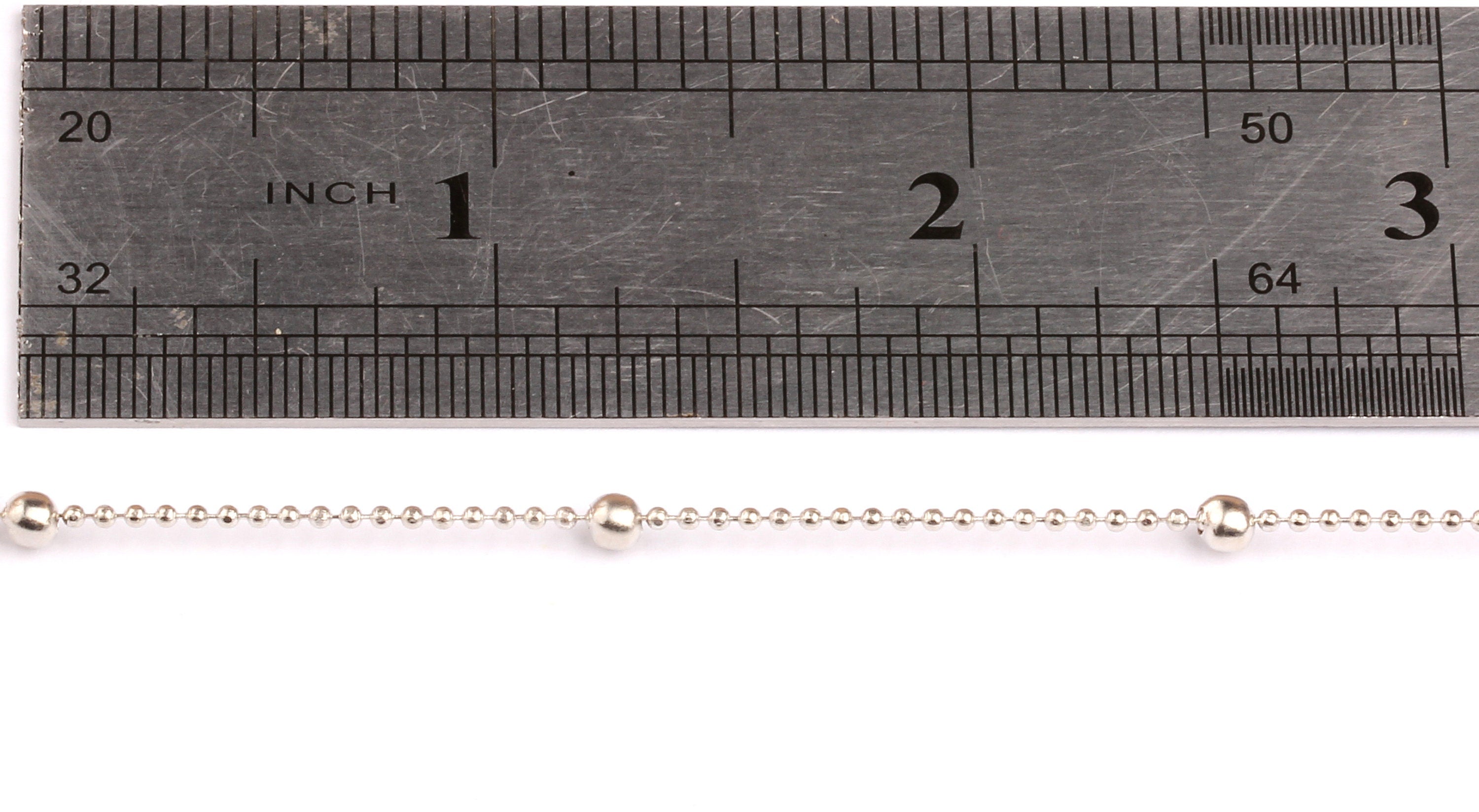 Ball Satellite Faceted Ball Chain - Brass Chain- Silver Plated - Faceted Chain - 0.05&quot; - for Necklace Bracelet Jewellery Making - CC1016 - DOMEDBAZAAR