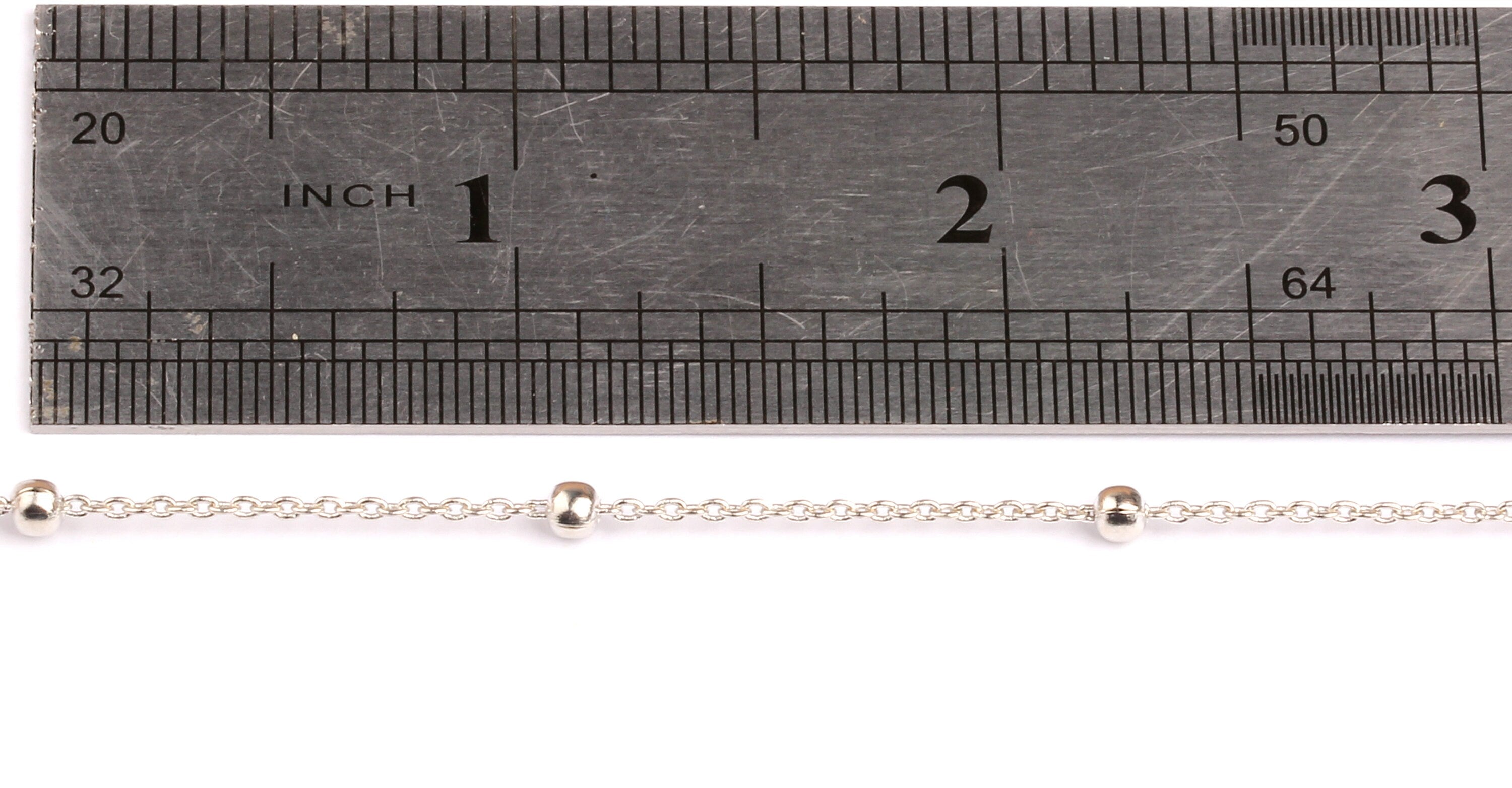 Ball Satellite Cable Chain - Brass Chain- Silver Plated - Soldered - 0.07&quot; x 0.05&quot; x 0.01&quot; - for Necklace Bracelet Jewellery Making - CC1019 - DOMEDBAZAAR