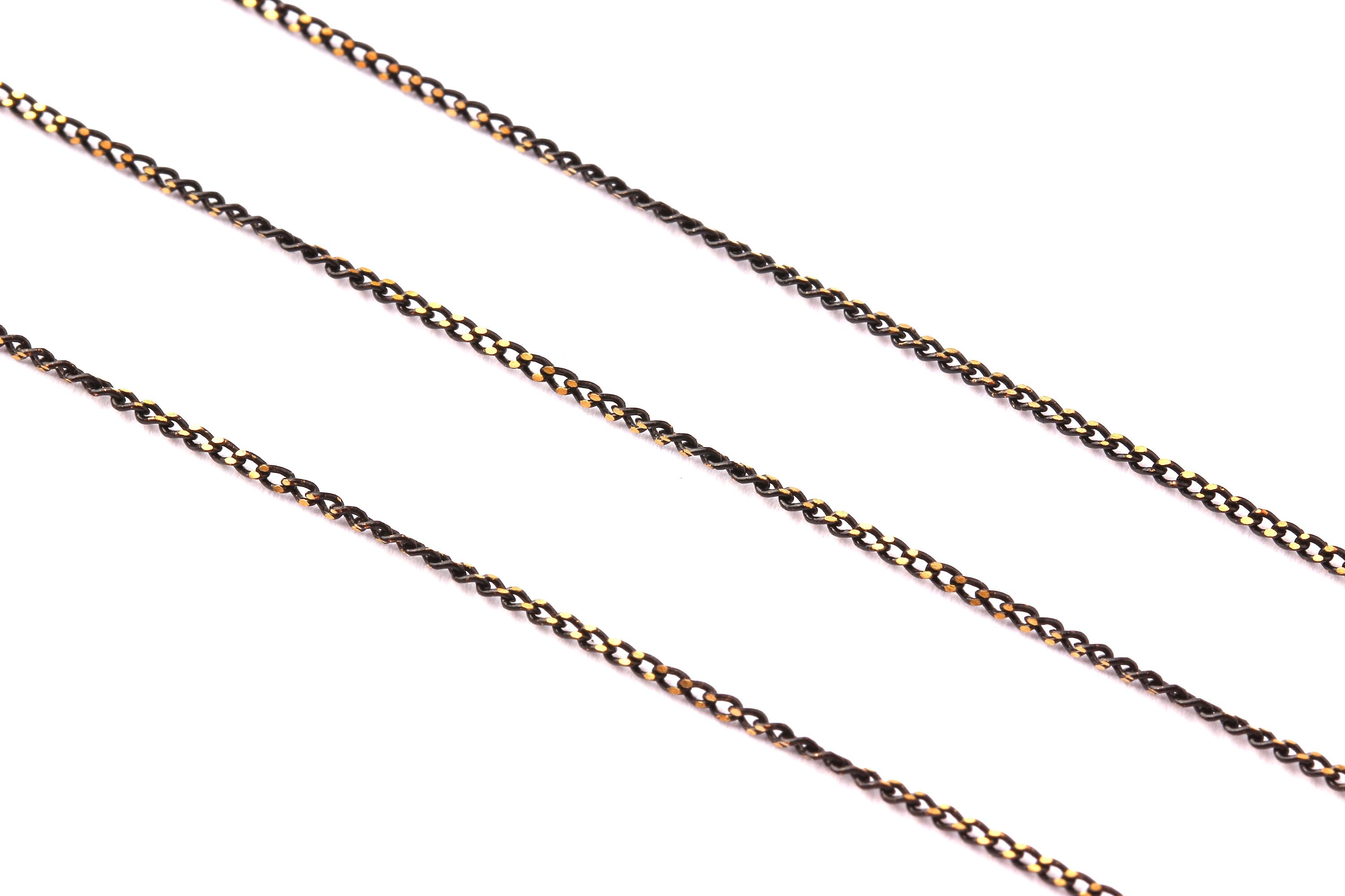 Faceted Soldered Tiny Curb Chain - Brass Chain - Antique Brass Faceted - Black Solder Chain - 0.07&quot; x 0.04&quot; x 0.01&quot; -  CC1025 - DOMEDBAZAAR