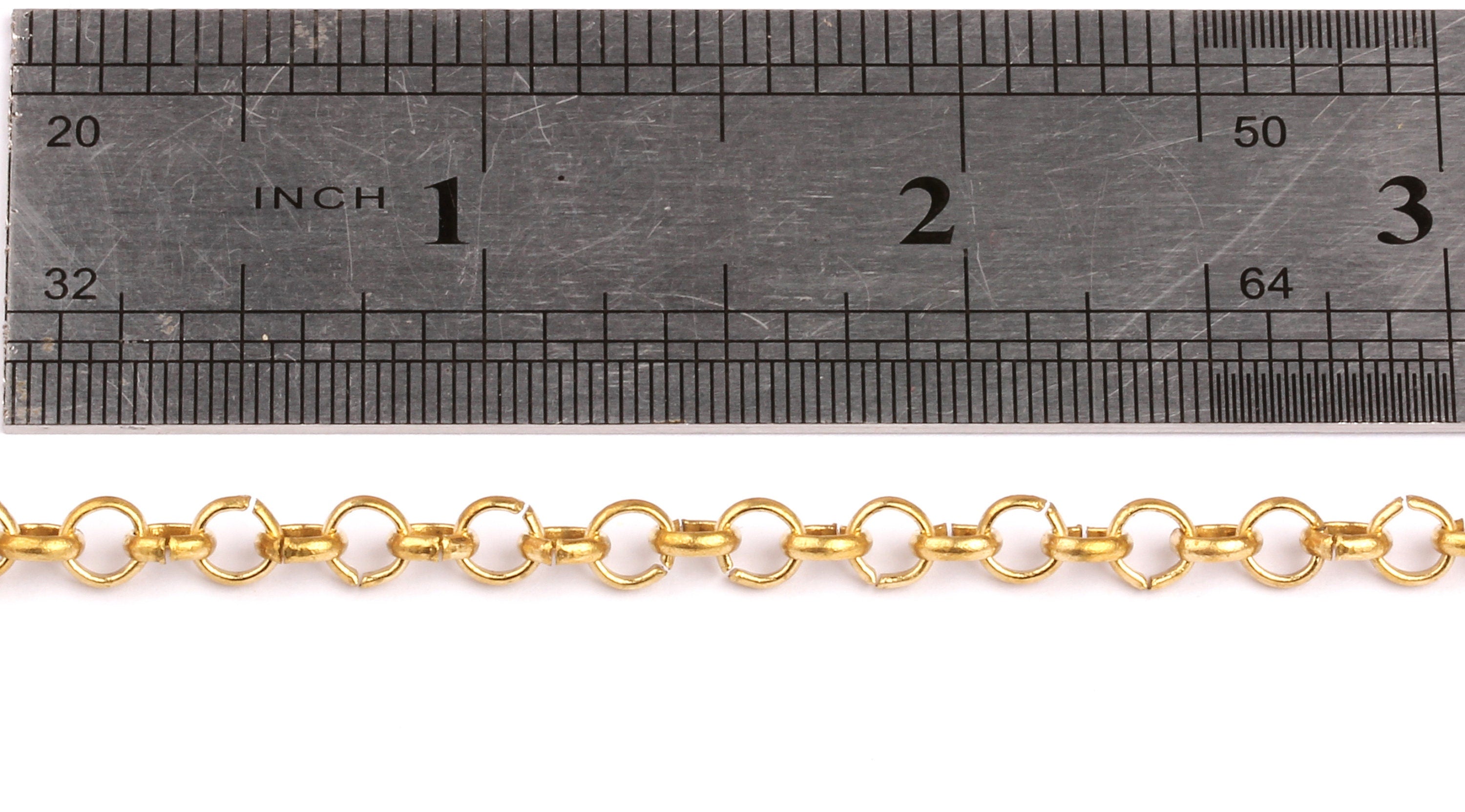 Brass Rolo Chain - Raw Brass Chain - Unsoldered Round Rolo Chain - 0.19&quot; x 0.19&quot; x 0.03&quot; - for Necklace Bracelet Jewellery Making - CC1031 - DOMEDBAZAAR