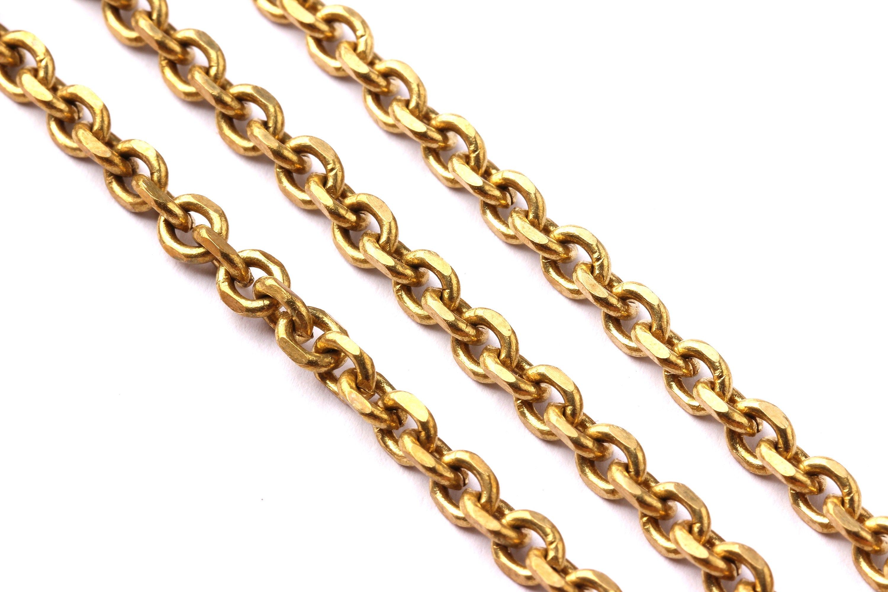 Flat Cable Chain - Raw Brass - Unsoldered - Faceted Cable Chain - 0.21&quot; x 0.17&quot; x 0.05&quot; - for Necklace Bracelet Jewellery Making - CC1032 - DOMEDBAZAAR