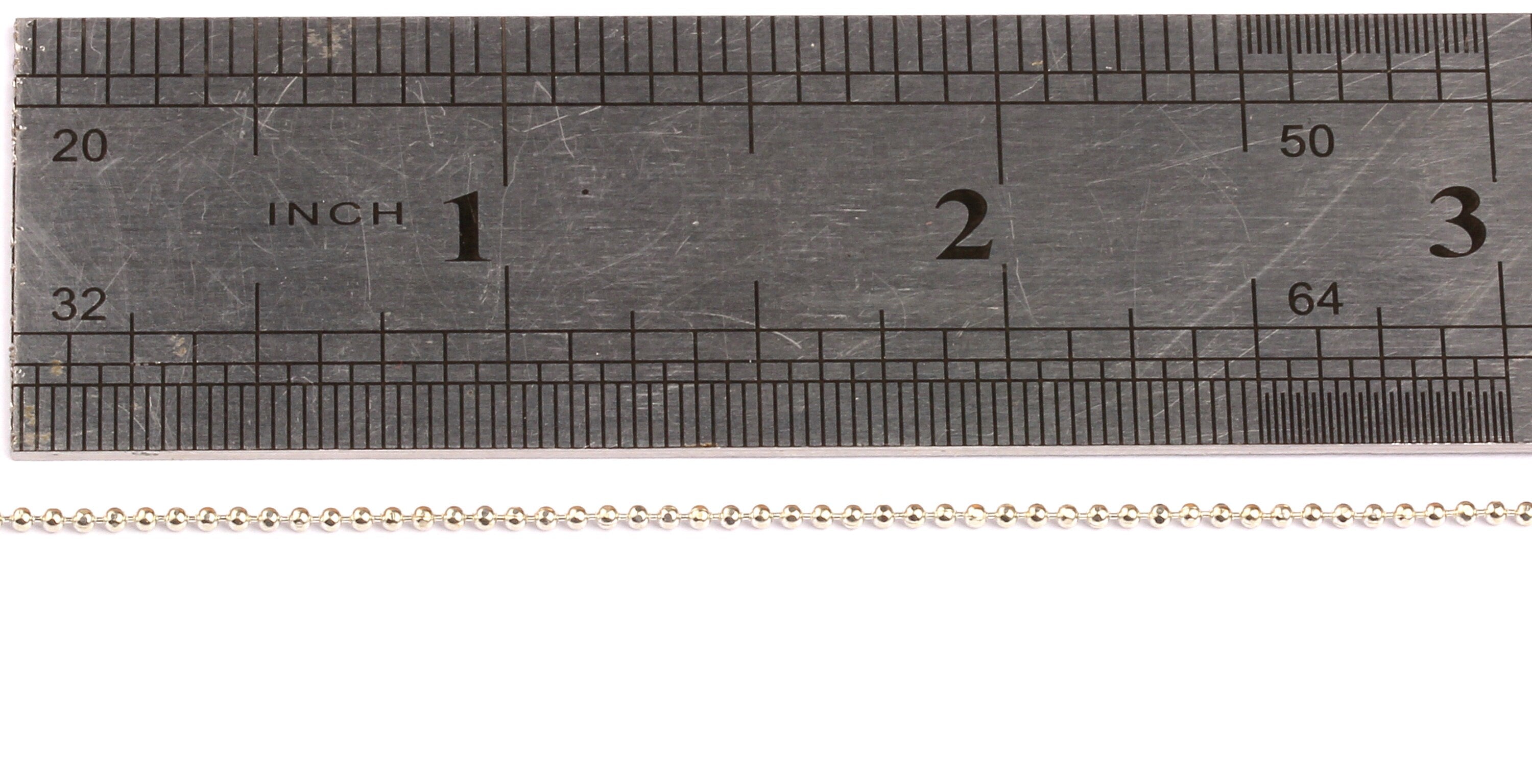 Faceted Tiny Ball Chain - Brass Chain - Silver Tone Plated - 0.05&quot; - for Necklace Bracelet Earing Jewellery Making - CC1045 - DOMEDBAZAAR