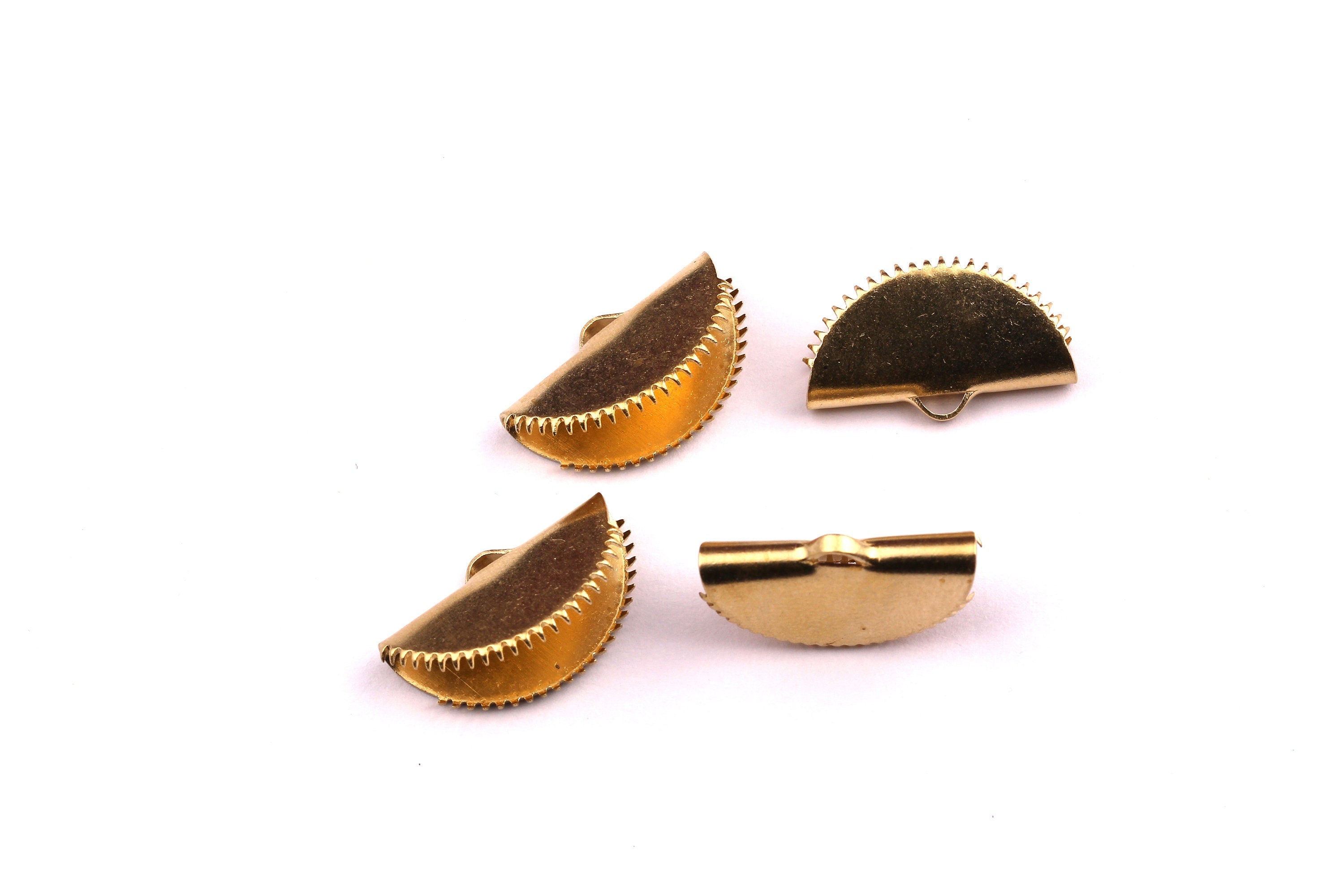 Brass Ribbon Crimps- Raw Brass Ribbon Crimps End - Jewellery Supplies - 12x20mm - PP1198 - DOMEDBAZAAR