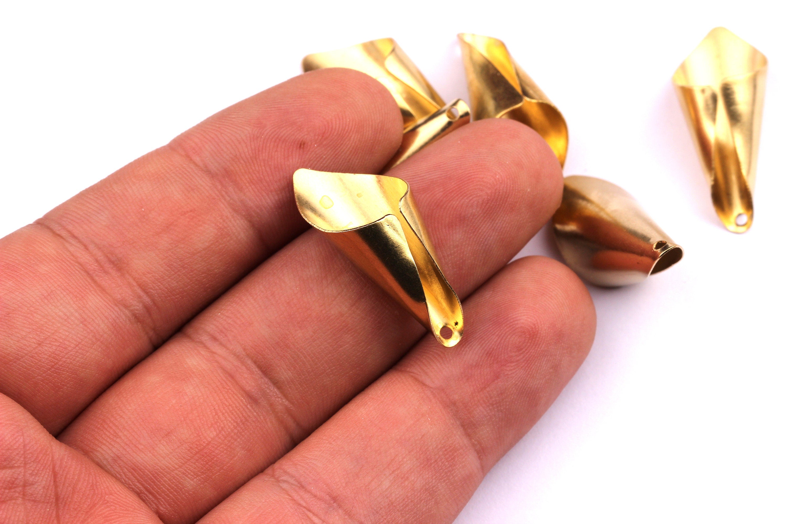 Brass Cone Bead Caps- Raw Brass Cone Bead Caps - Jewelry Supplies - 28x12mm - PP1205 - DOMEDBAZAAR