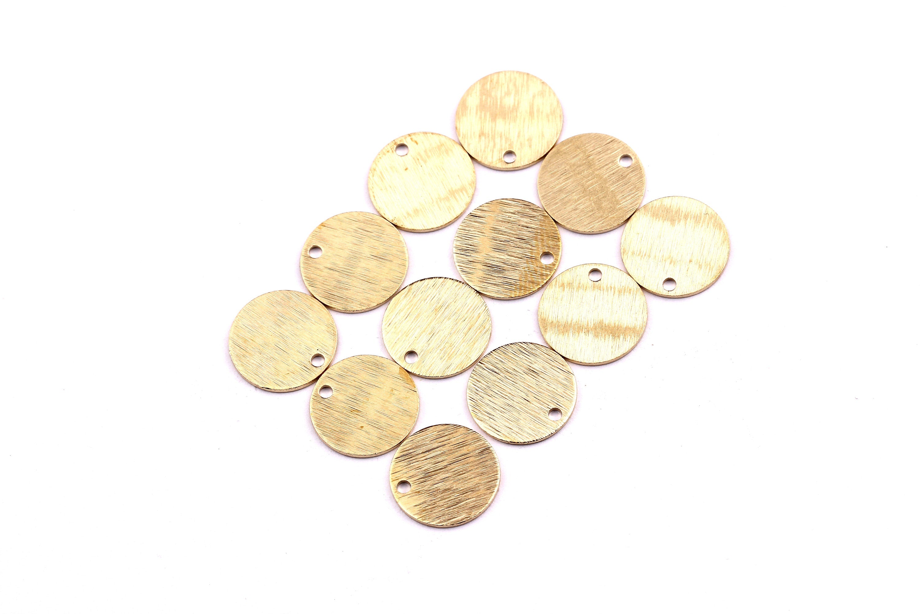 Raw Brass Round Textured Tag - Raw Brass Circle Charms - Jewelry Supplies - 12x0.7mm - PP1214 - DOMEDBAZAAR