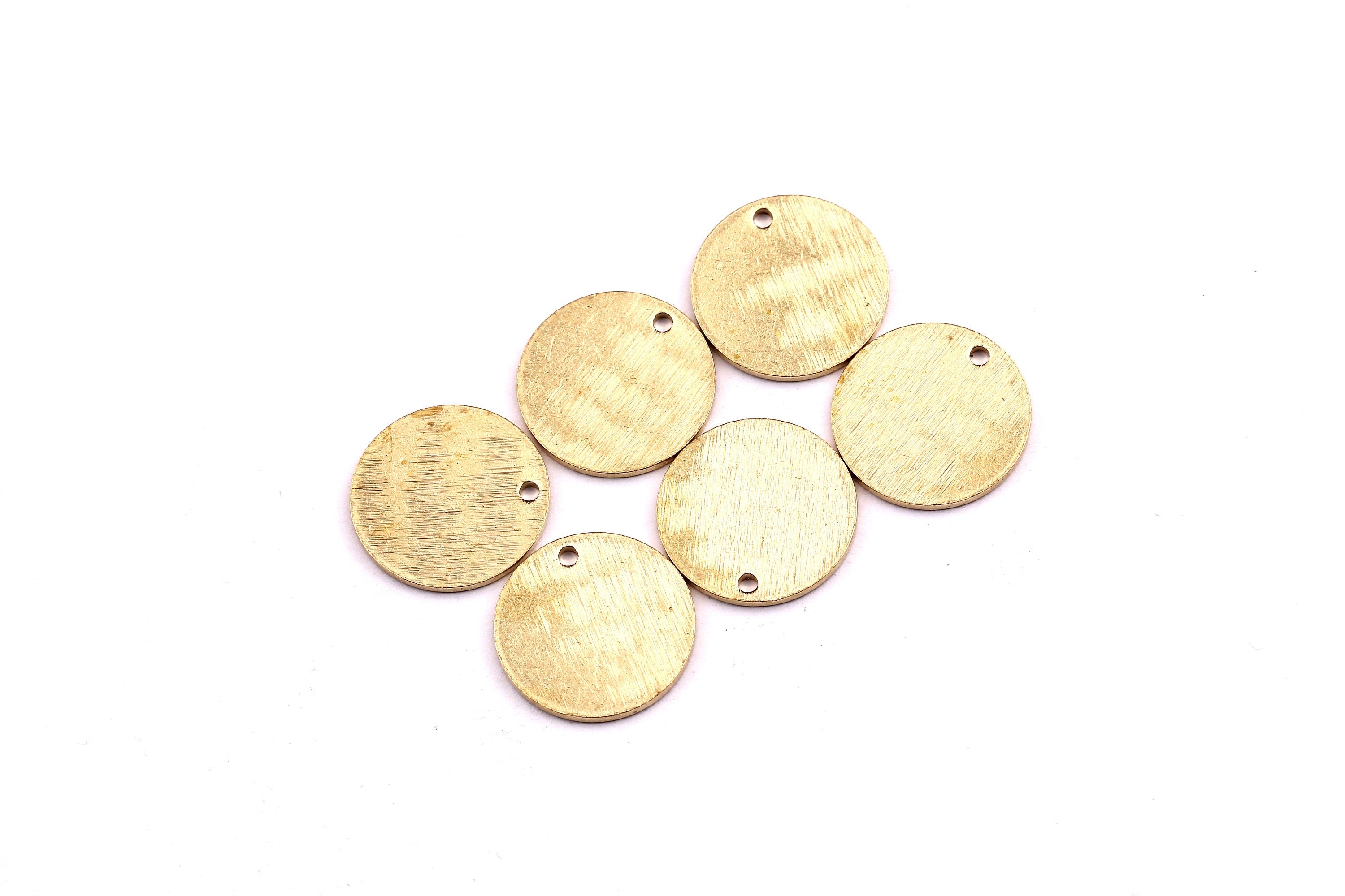 Raw Brass Round Tag- Brass Textured Tag - Raw Brass Charms - Jewelry Supplies - 15x1mm - PP1215 - DOMEDBAZAAR