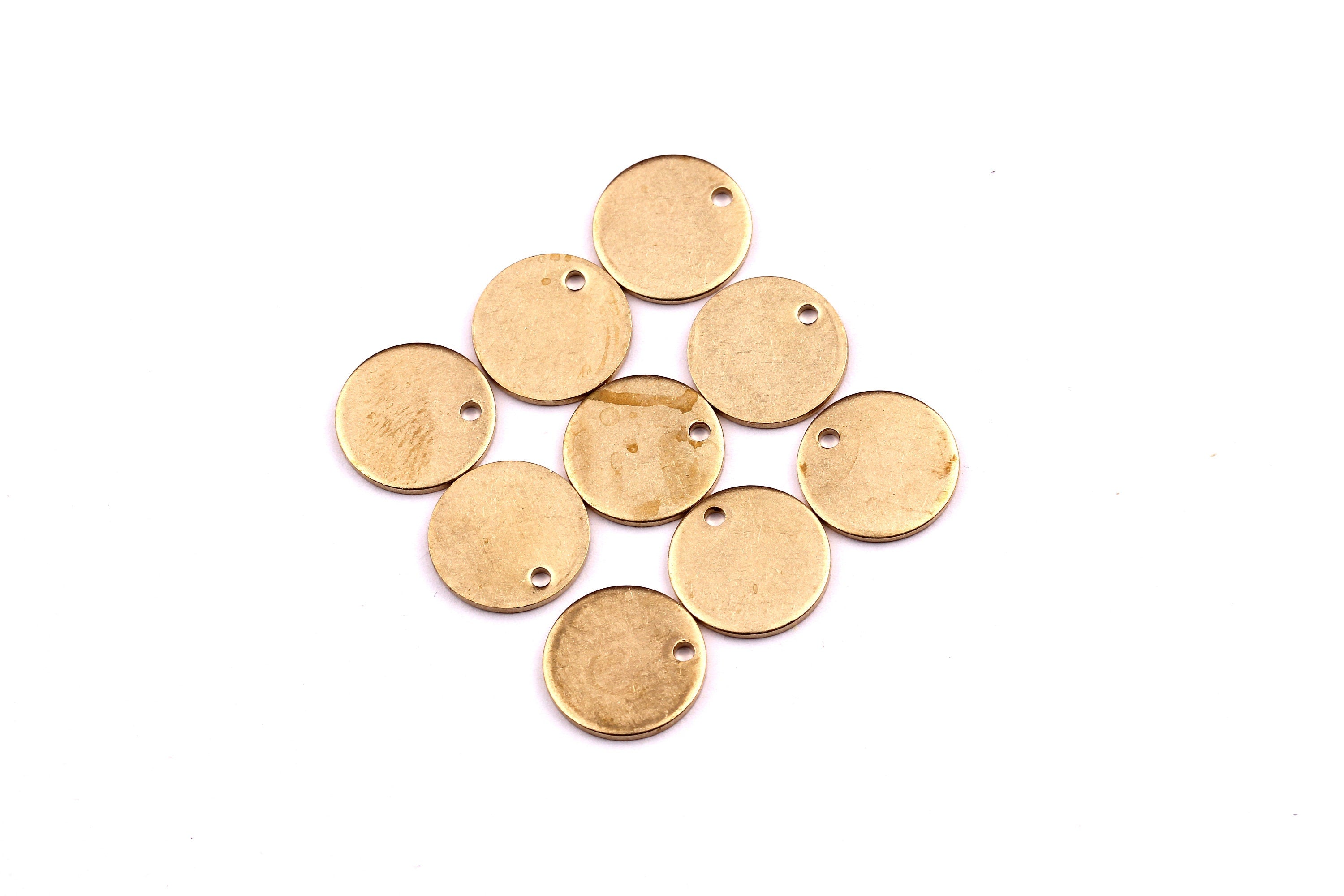 Raw Brass Round Tag- Brass Stamping Tag - Raw Brass Charms - Jewelry Supplies - 12x1mm - PP1217 - DOMEDBAZAAR