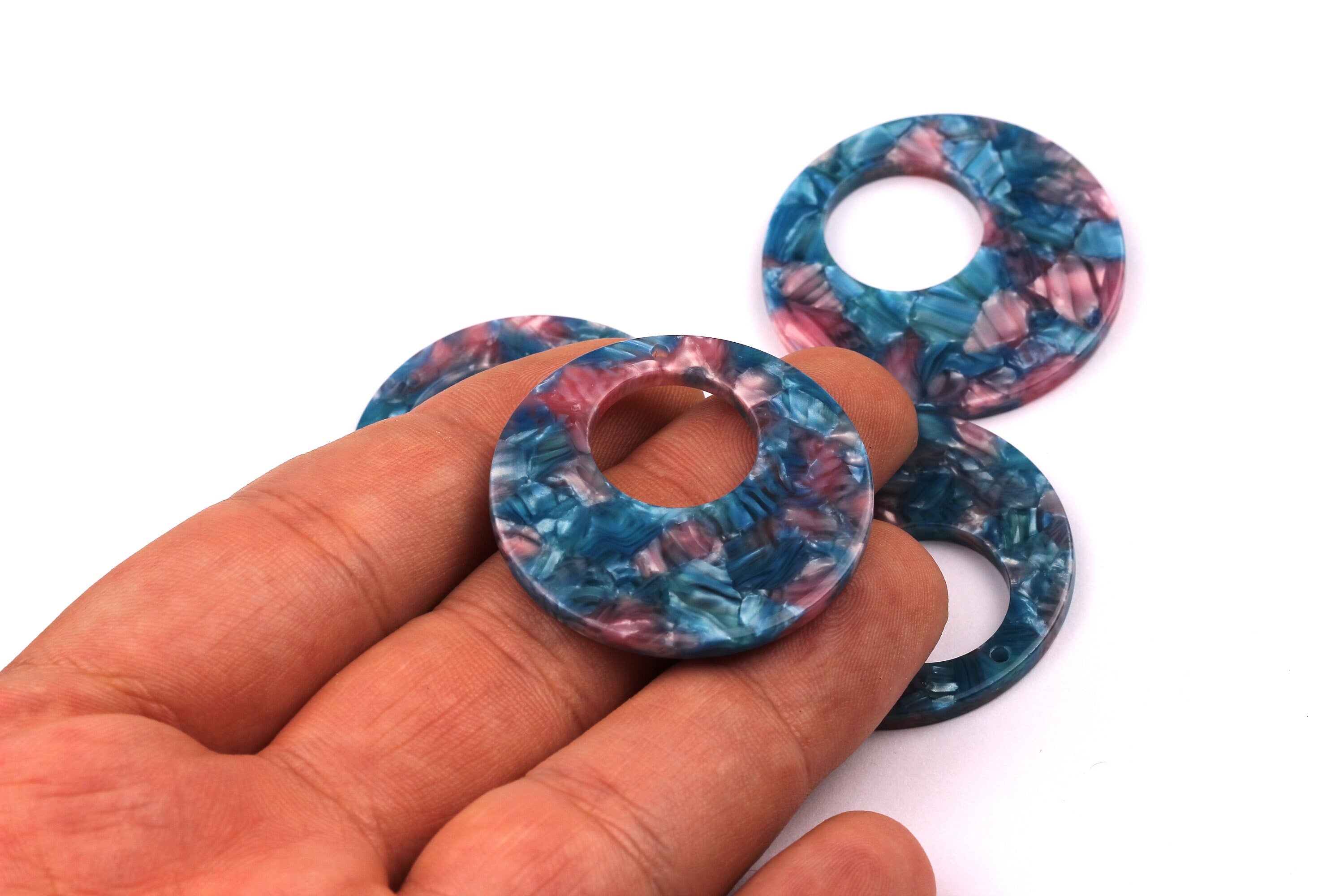 Acetate Circle Charms - Circle Earrings and Pendant - Earring Findings - Jewelry Supplies - Color Code: A102 - 34x2.6mm - AC1005E - DOMEDBAZAAR