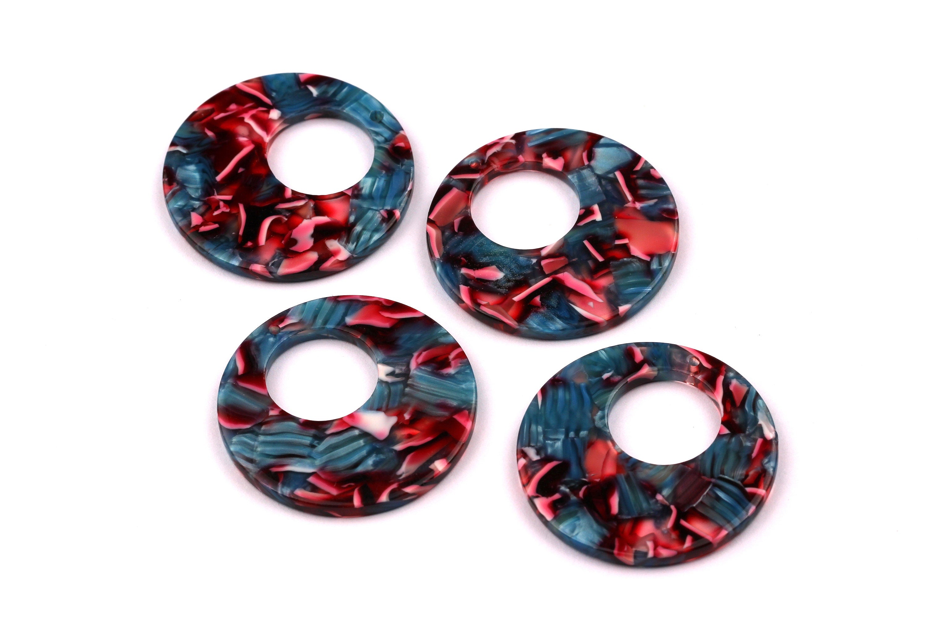 Acetate Circle Charms - Circle Earrings and Pendant - Earring Findings - Jewelry Supplies - Color Code: A24 - 34x2.5mm - AC1005F - DOMEDBAZAAR