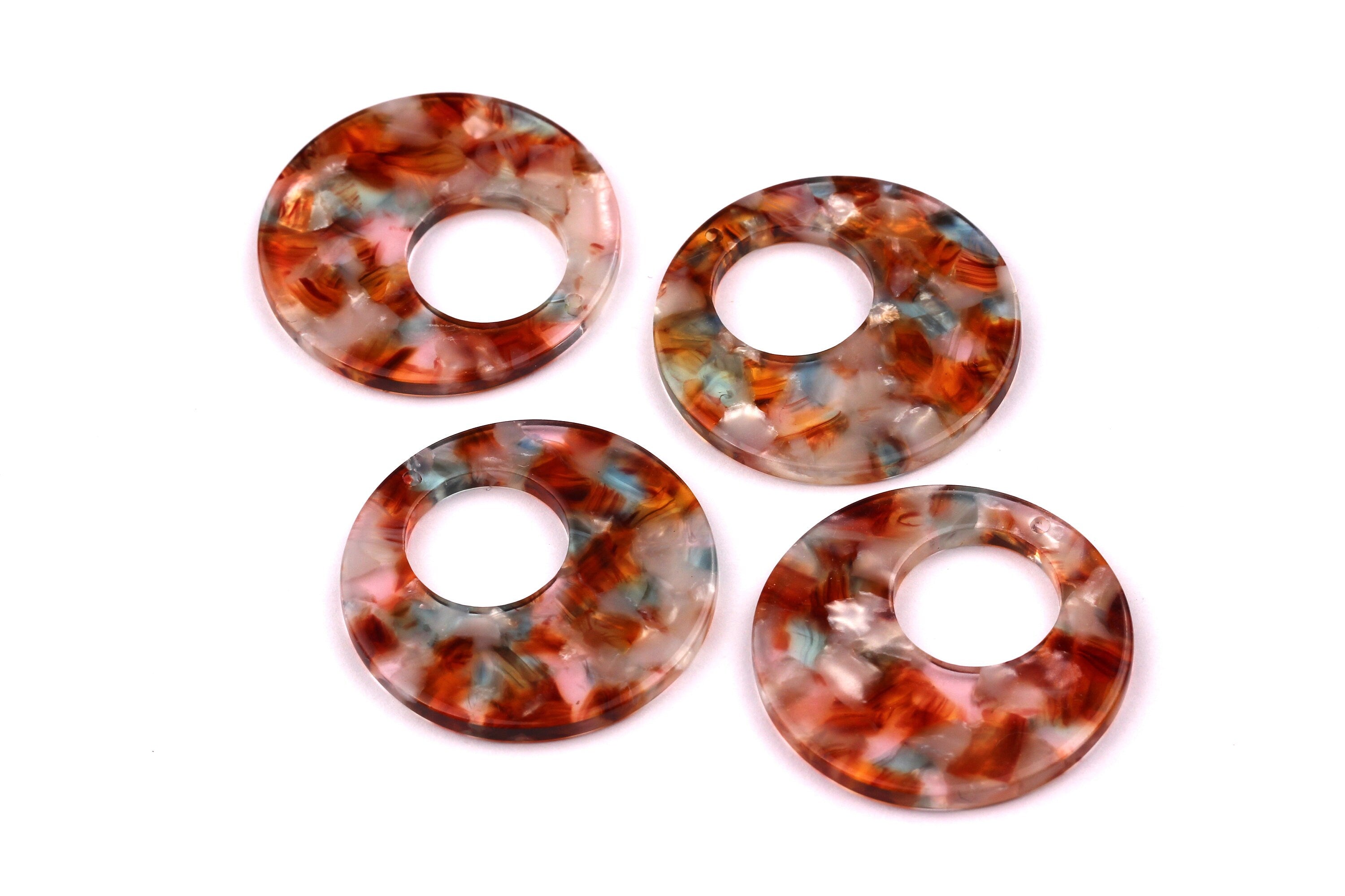Acetate Circle Charms - Circle Earrings and Pendant - Earring Findings - Jewelry Supplies - Color Code: A95 - 34x2.7mm - AC1005G - DOMEDBAZAAR