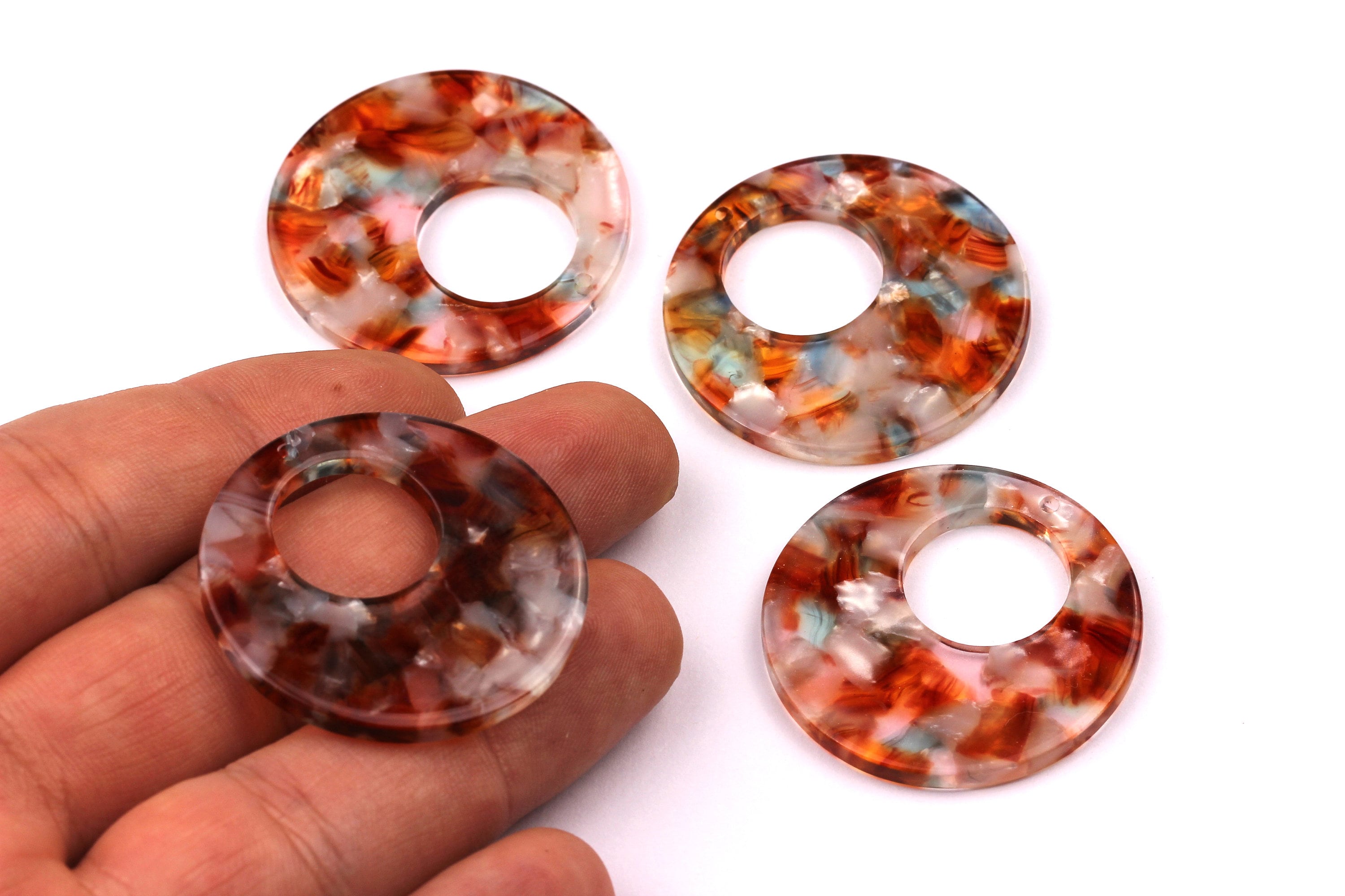 Acetate Circle Charms - Circle Earrings and Pendant - Earring Findings - Jewelry Supplies - Color Code: A95 - 34x2.7mm - AC1005G - DOMEDBAZAAR