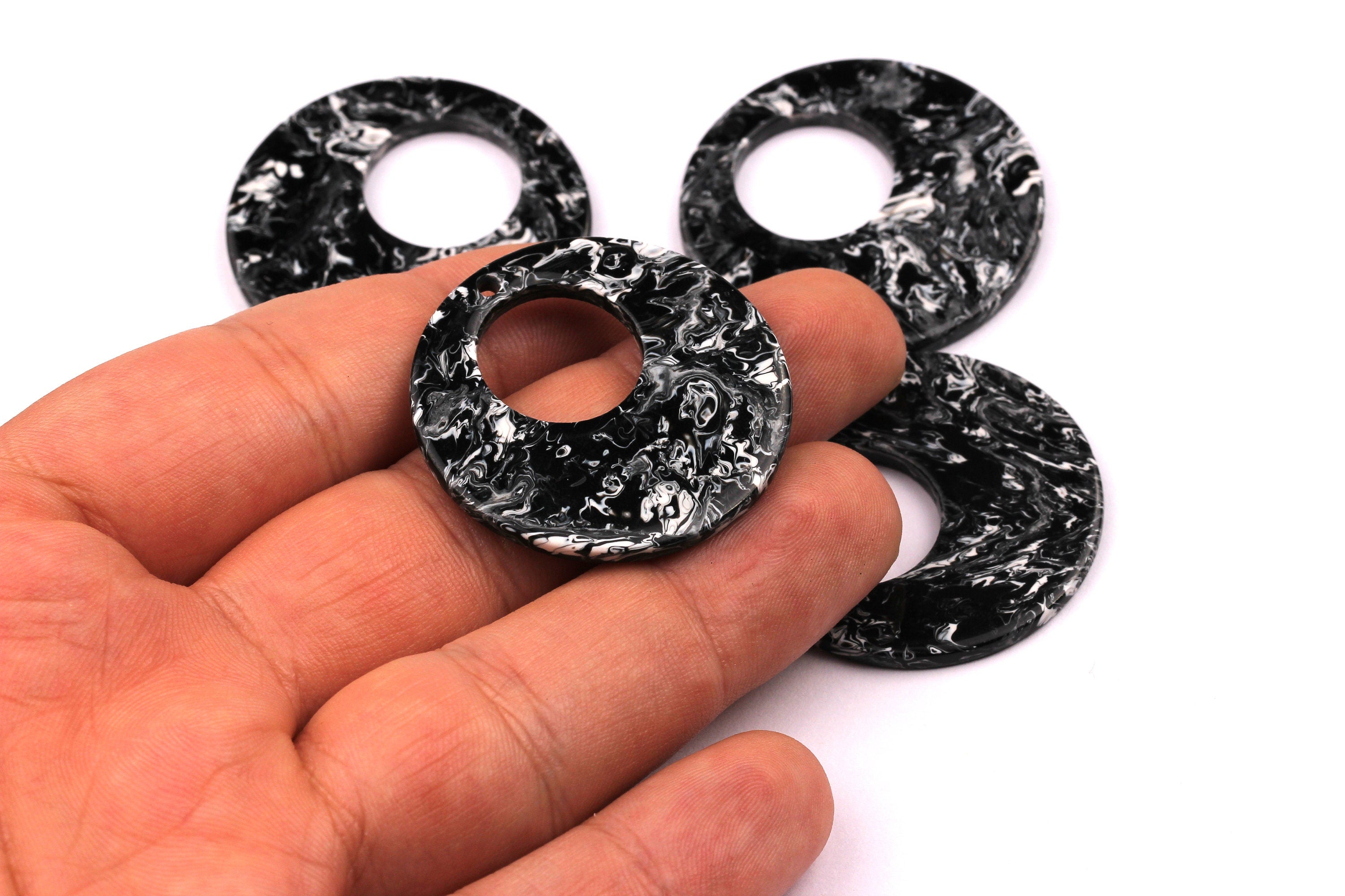Acetate Circle Charms - Circle Earrings and Pendant - Earring Findings - Jewelry Supplies - Jewelry Supplies - 34x2.6mm - AC1005H - DOMEDBAZAAR