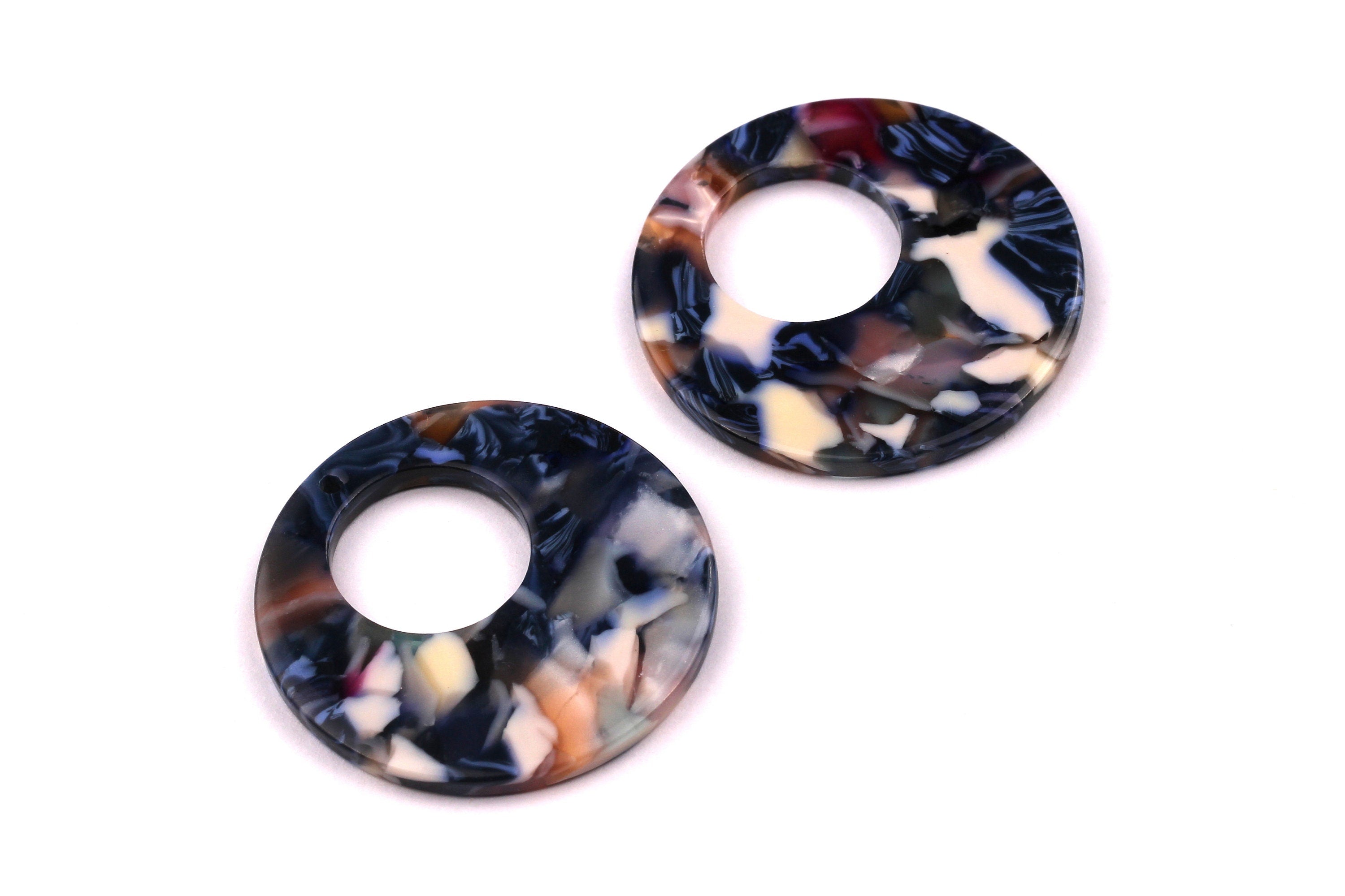 Acetate Circle Charms - Circle Earrings and Pendant - Earring Findings - Jewelry Supplies - Color Code: A19 - 34x2.5mm - AC1005J - DOMEDBAZAAR