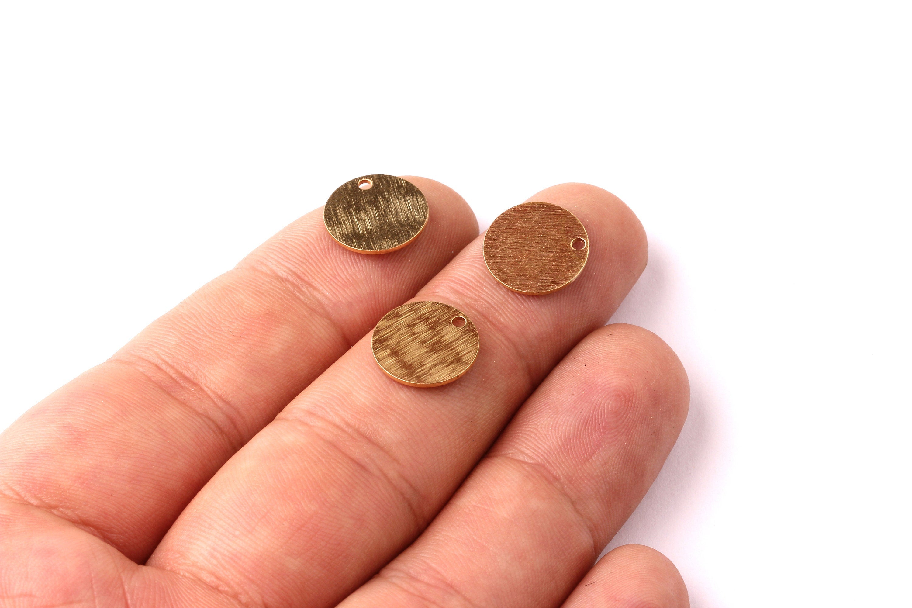 Raw Brass Round Textured Tag - Raw Brass Circle Charms - Jewelry Supplies - 12x0.7mm - PP1214 - DOMEDBAZAAR