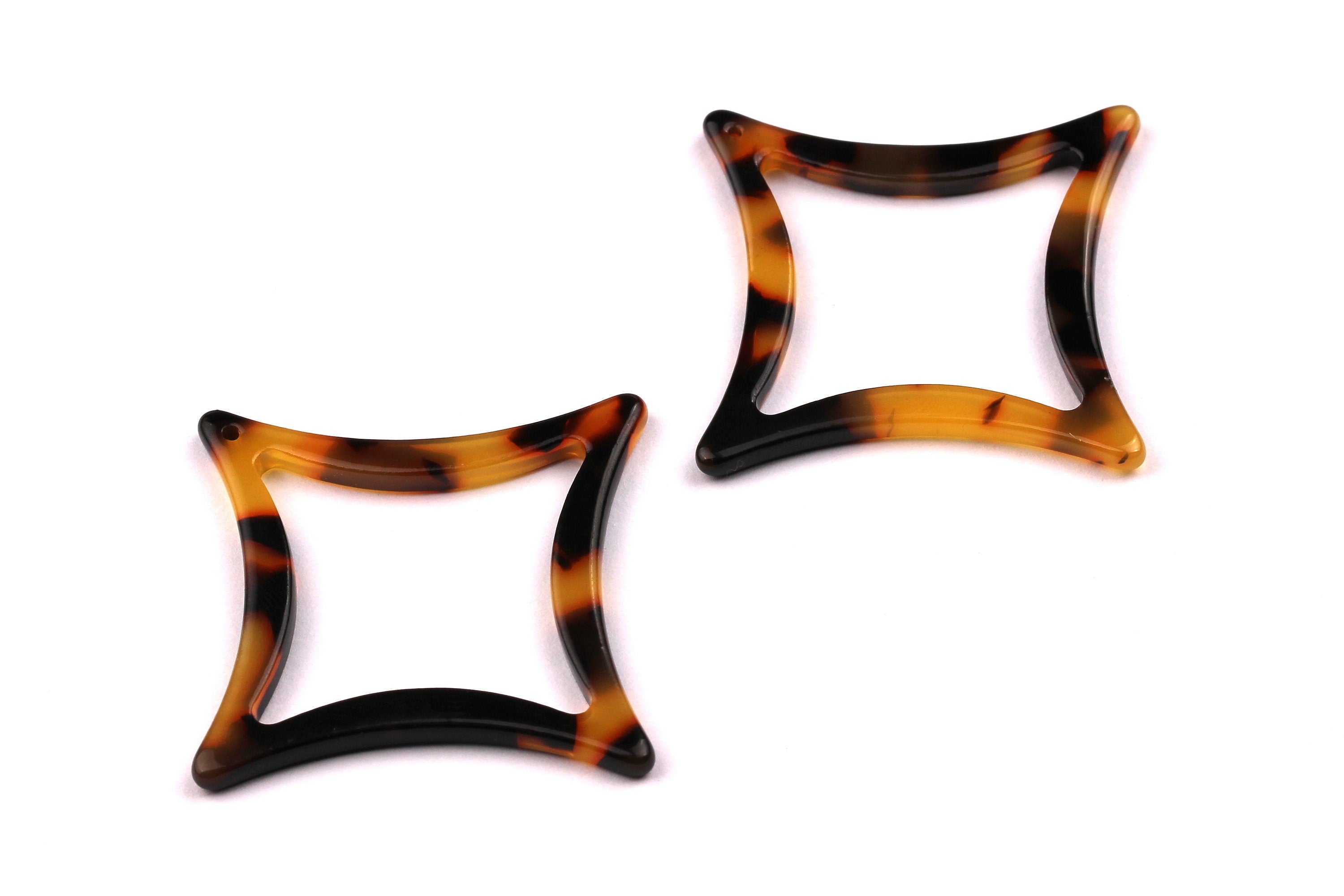 Acetate Compass Points Charms - Tortoise Shell Earrings - Compass Points Earrings and Pendant - Color Code: A01 - 47x2.8mm - AC1020C - DOMEDBAZAAR