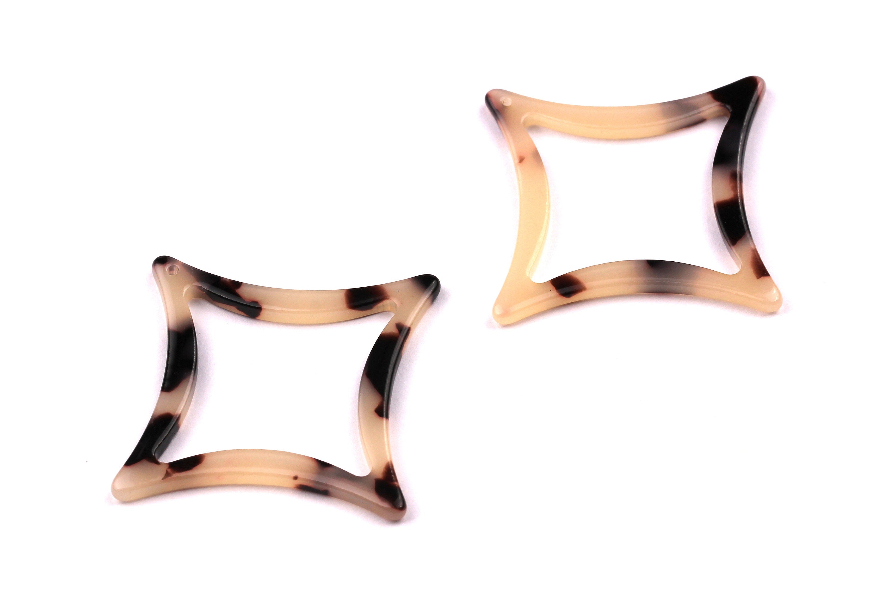 Acetate Compass Points Charms - Blonde Tortoise Shell Earrings - Compass Points Earrings and Pendant - Color Code: A08 - 47x2.8mm - AC1020E - DOMEDBAZAAR