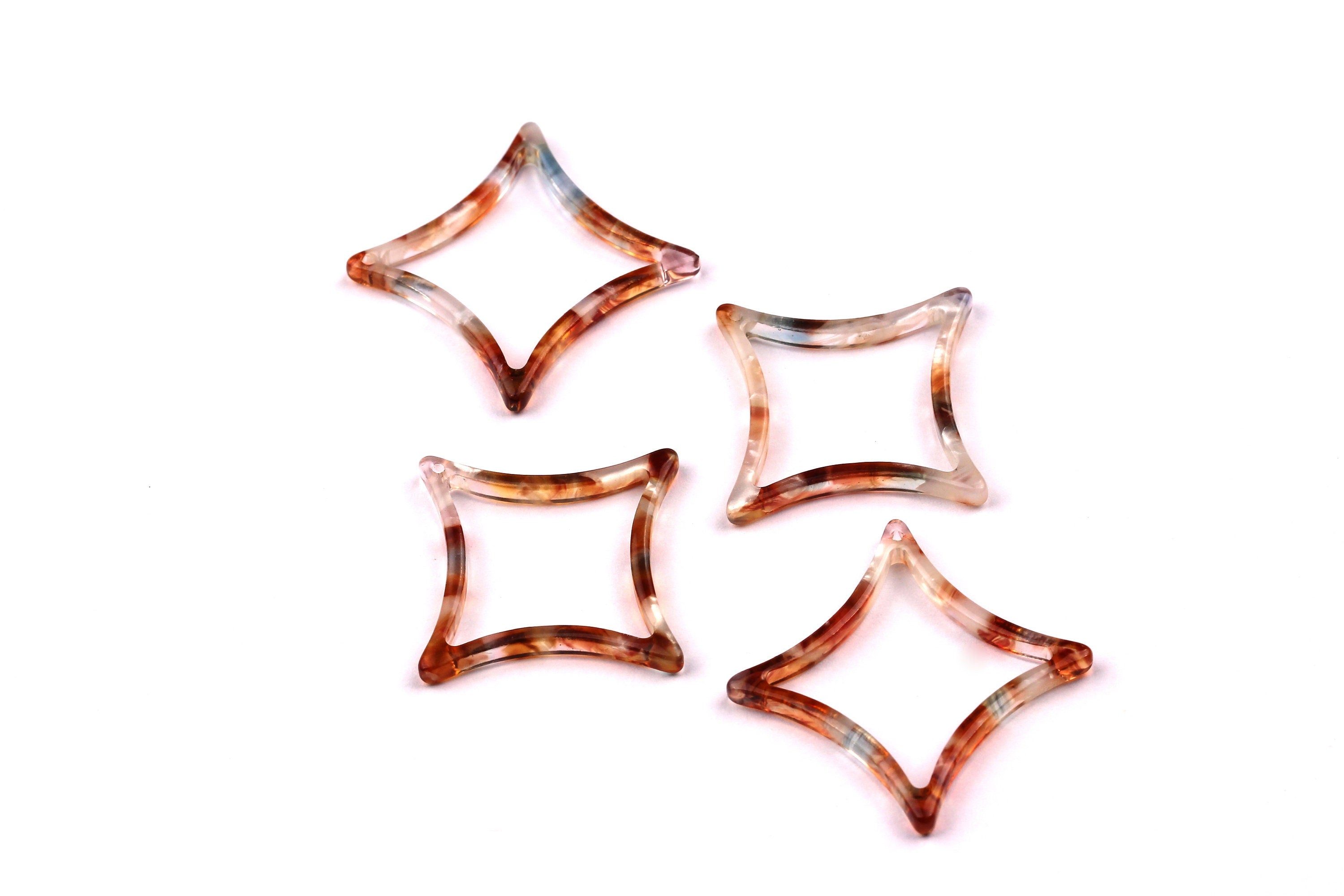 Acetate Compass Points Charms - Compass Points Earrings and Pendant - Earring Findings - Color Code: A95 - 33x2.7mm - AC1021A - DOMEDBAZAAR